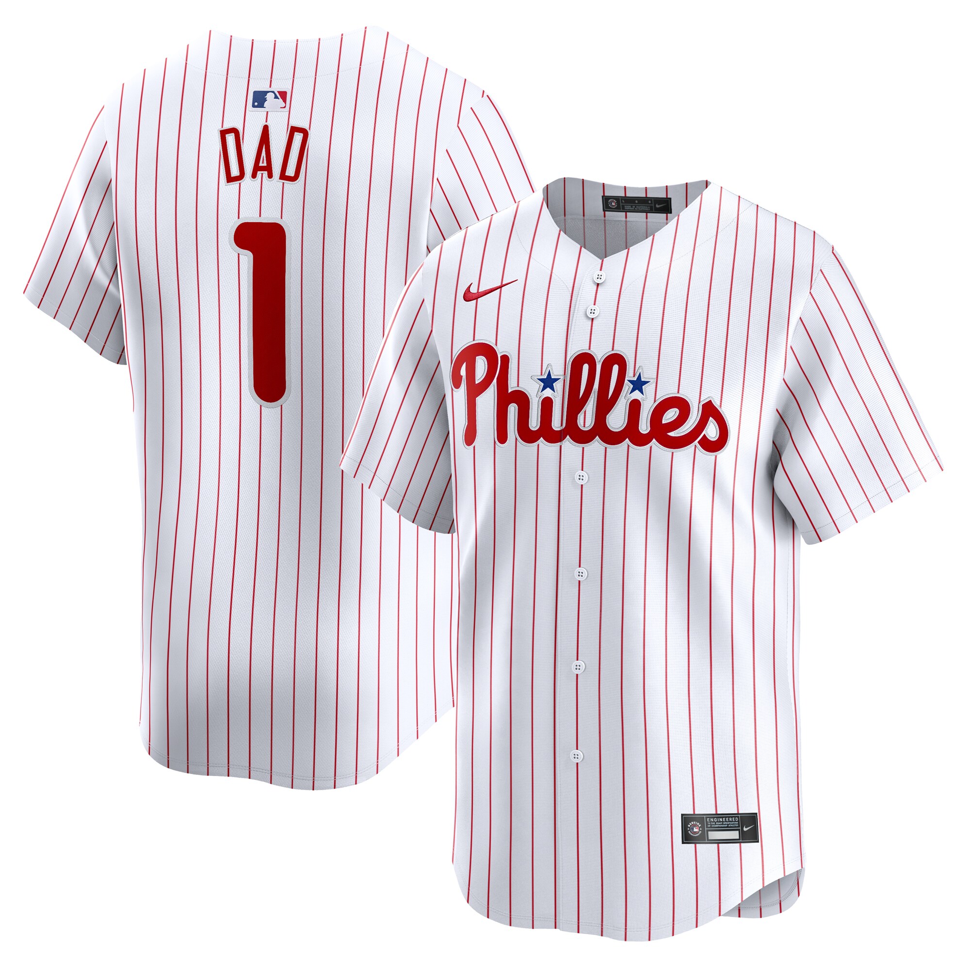 Philadelphia Phillies #1 Dad Home Limited Baseball Jersey - White