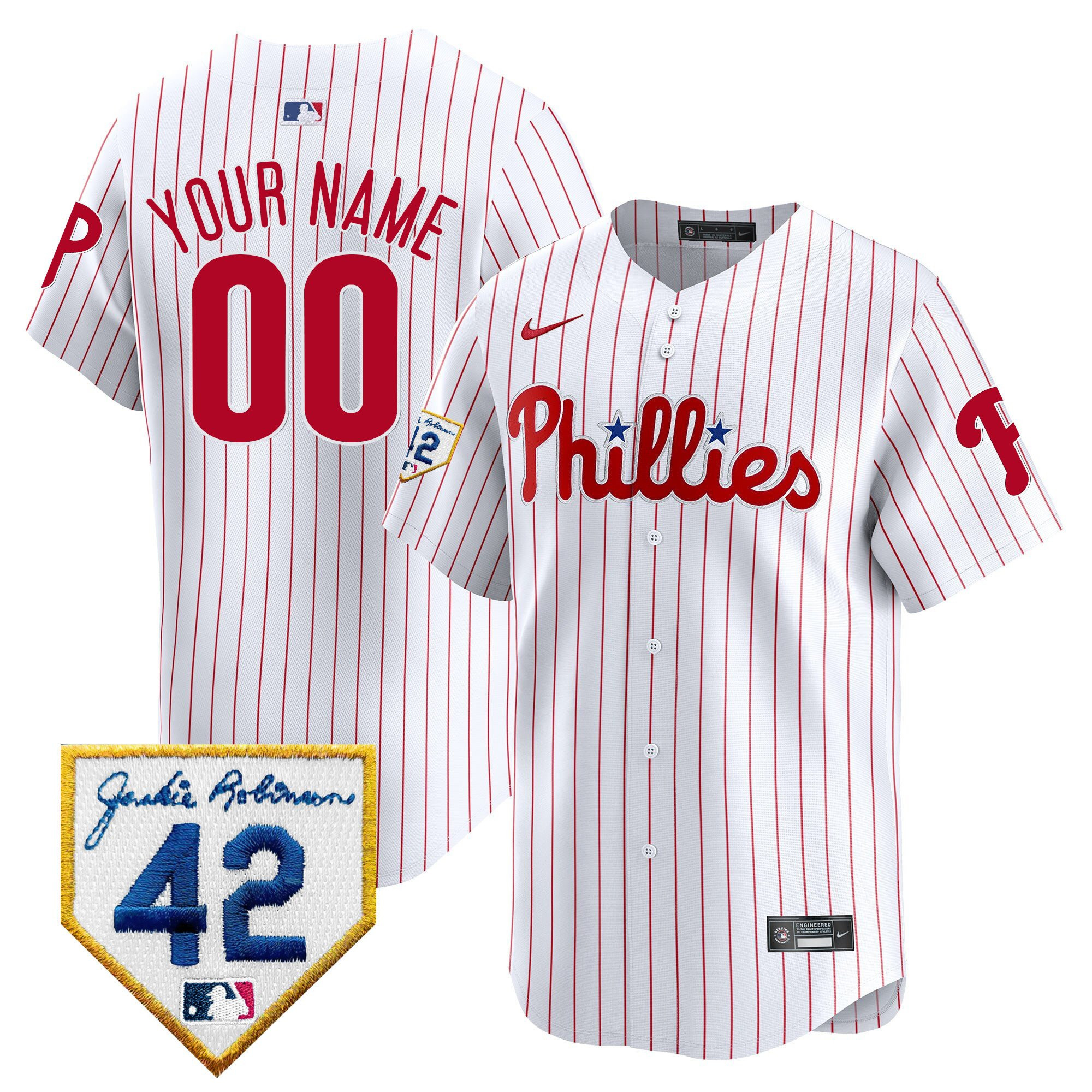 Philadelphia Phillies 2024 Jackie Robinson Patch Custom Men Baseball Jersey - White 