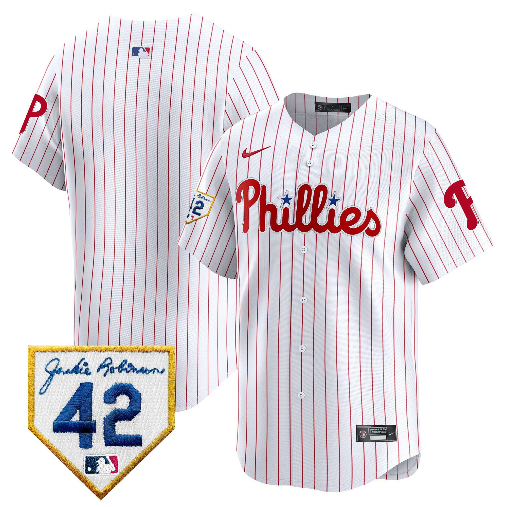 Philadelphia Phillies 2024 Jackie Robinson Patch Men Baseball Jersey - White 