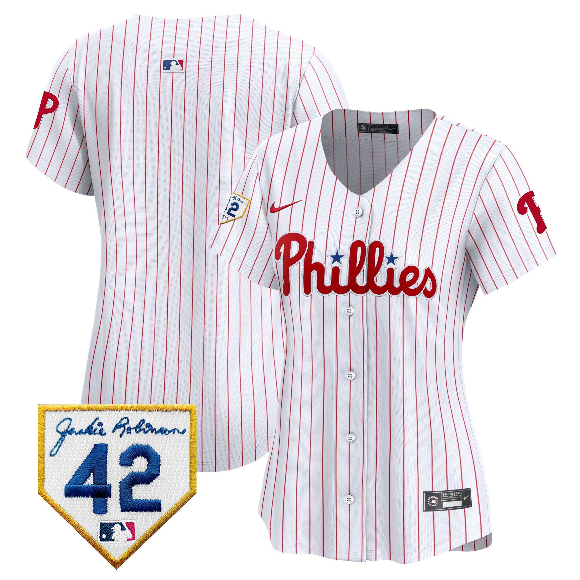 Philadelphia Phillies 2024 Jackie Robinson Patch Women Baseball Jersey - White 