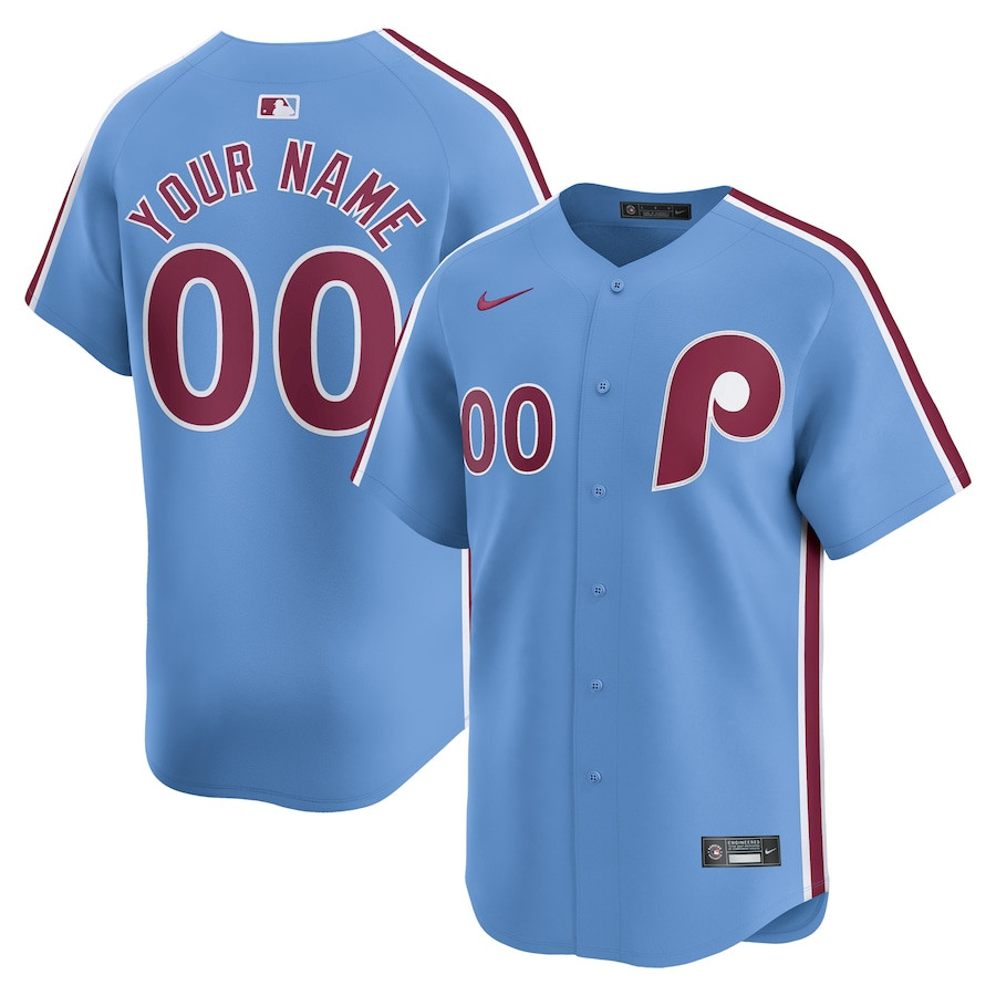 Philadelphia Phillies Alternate Limited Custom Men Baseball Jersey - Light Blue 