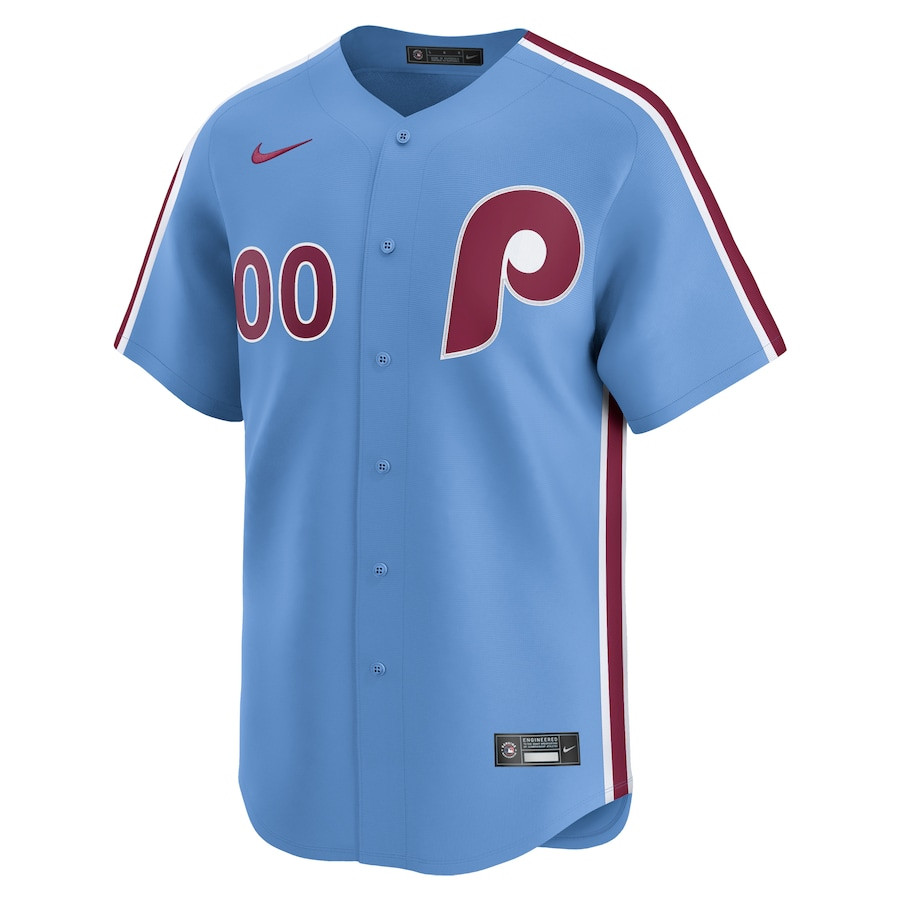 Alternative view of Philadelphia Phillies Alternate Limited Custom Men Baseball Jersey - Light Blue 