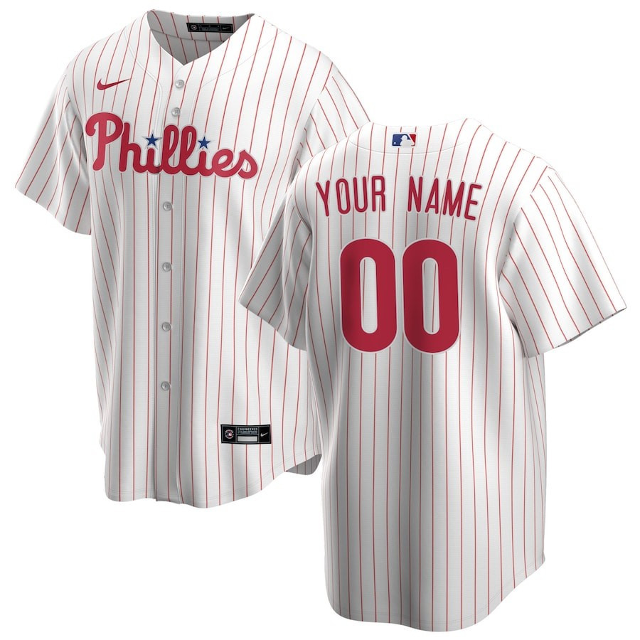 Philadelphia Phillies Home Custom Men Baseball Jersey - White 