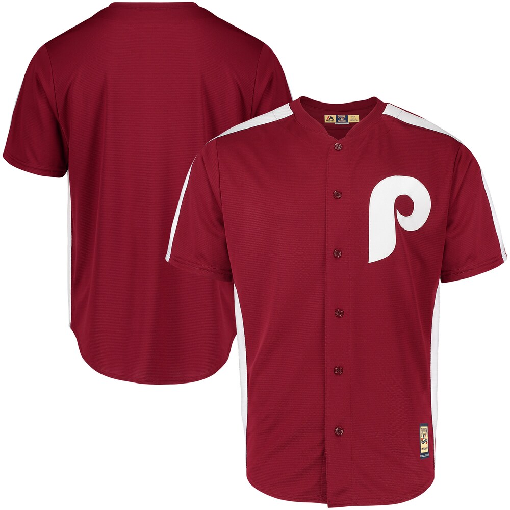 Philadelphia Phillies Majestic 1979 Saturday Night Special Cool Base Cooperstown Team Baseball Jersey - Maroon