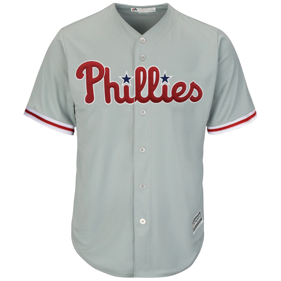 Alternative view of Philadelphia Phillies Majestic Alternate Official Cool Base Team Baseball Jersey – Gray