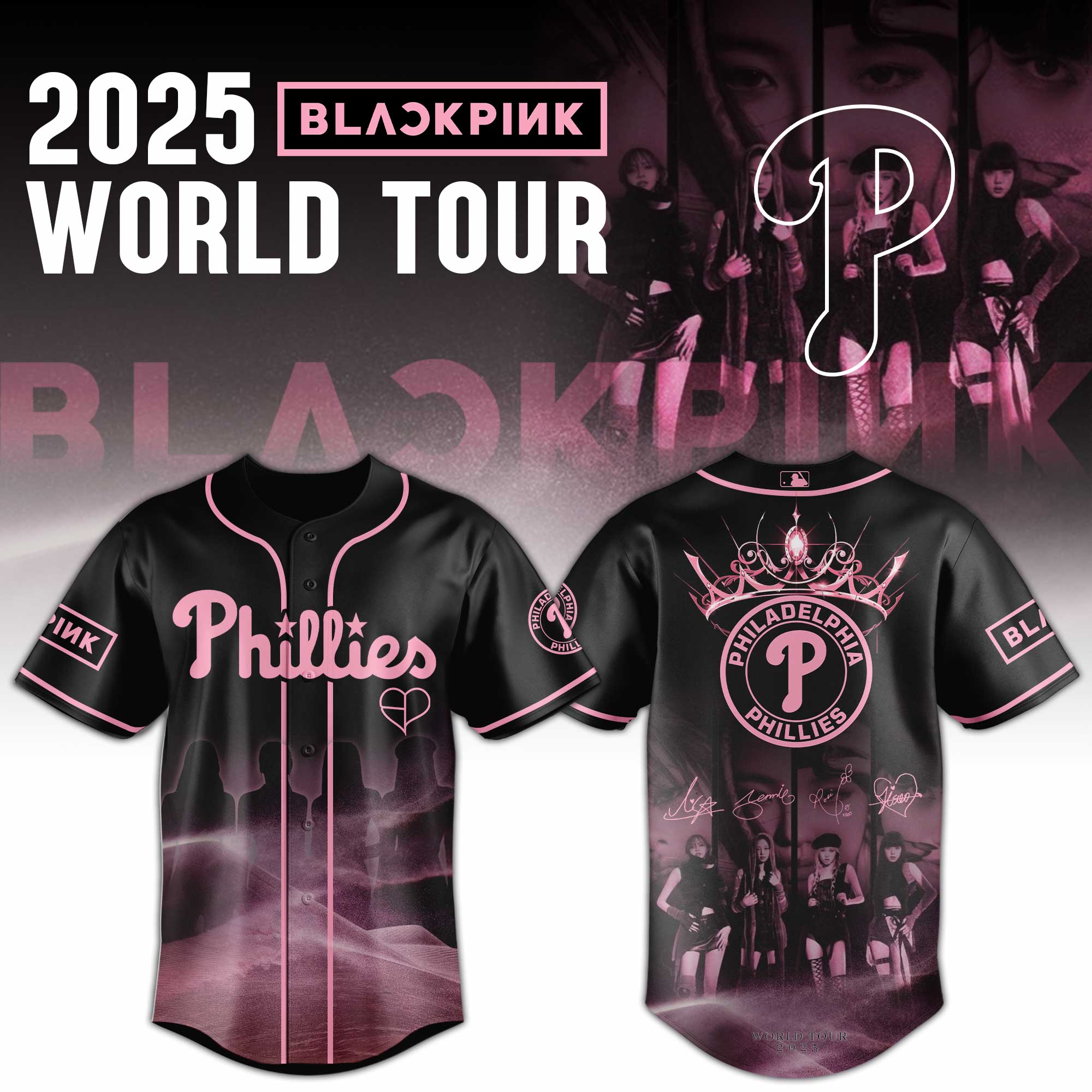 Philadelphia Phillies Mlb X Blackpink 2025 World Tour Custom Baseball Jersey