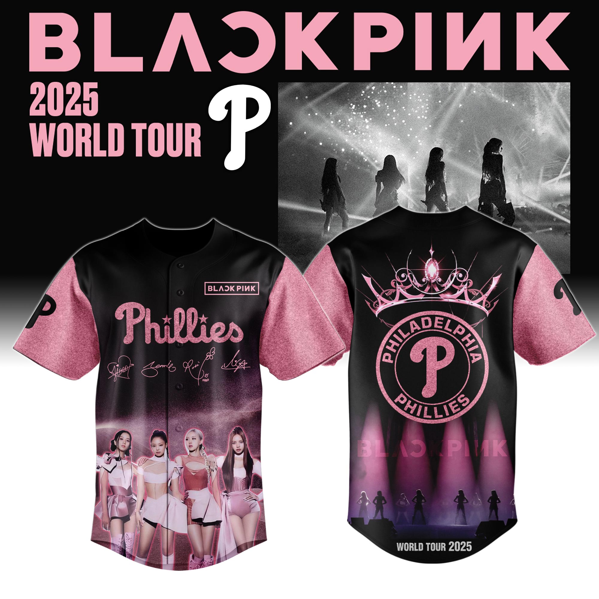 Philadelphia Phillies Mlb X Blackpink Crown Custom Baseball Jersey