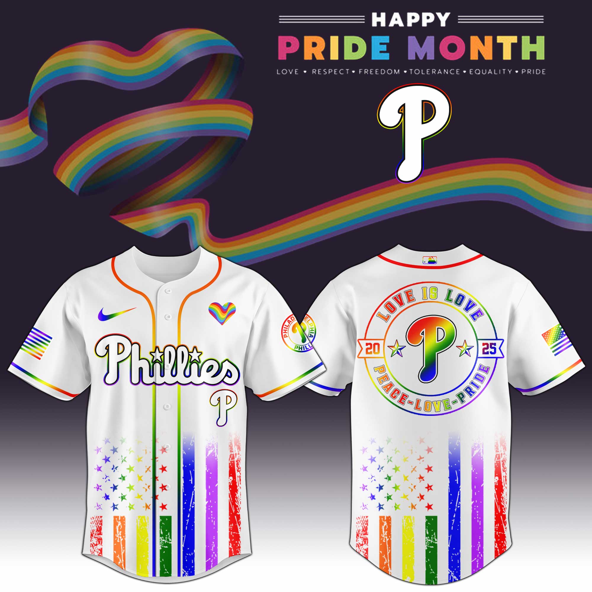 Philadelphia Phillies Mlb X Happy Pride Month Limited Edition Custom Baseball Jersey 2025