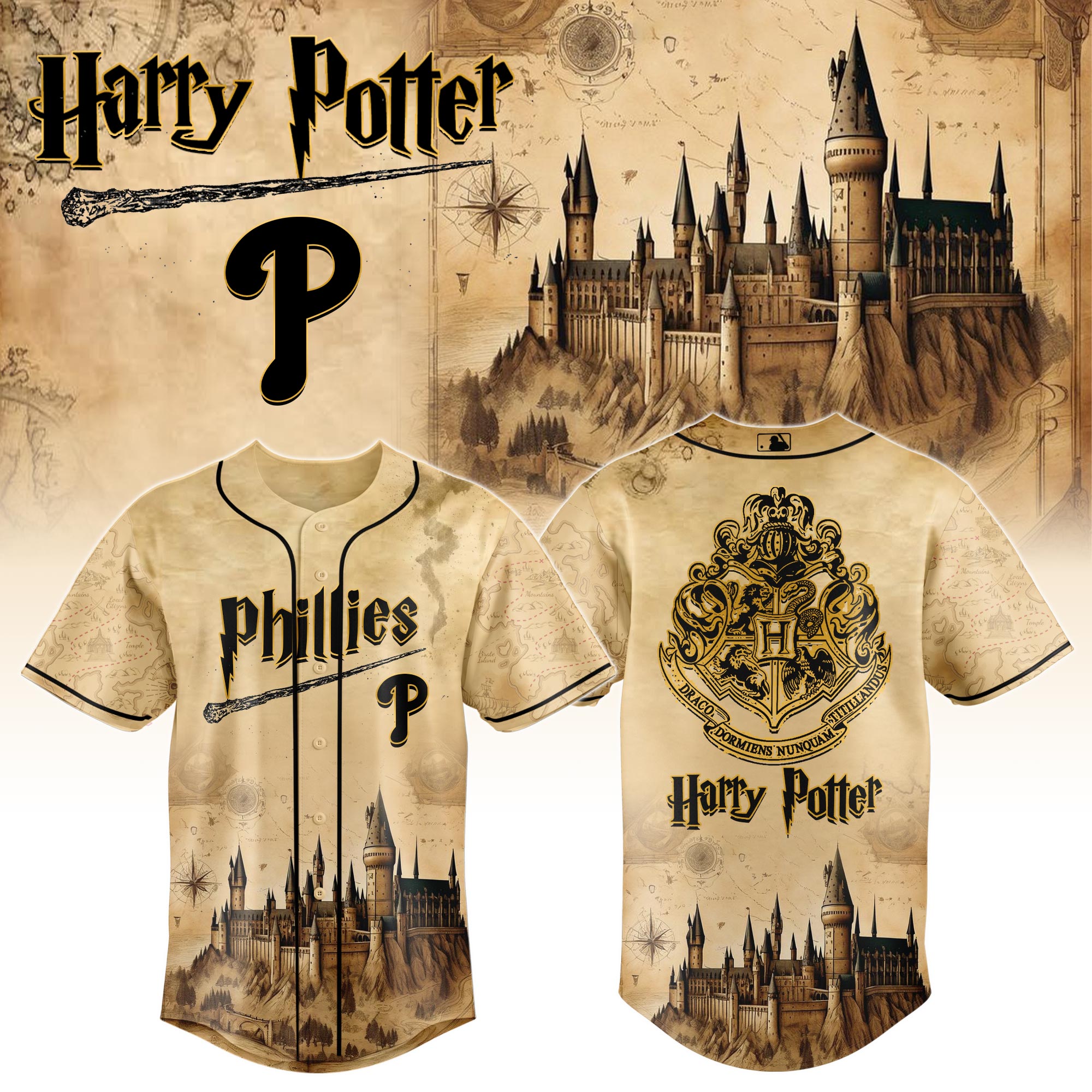 Philadelphia Phillies Mlb X Harry Potter Magic On The Mound Custom Baseball Jersey