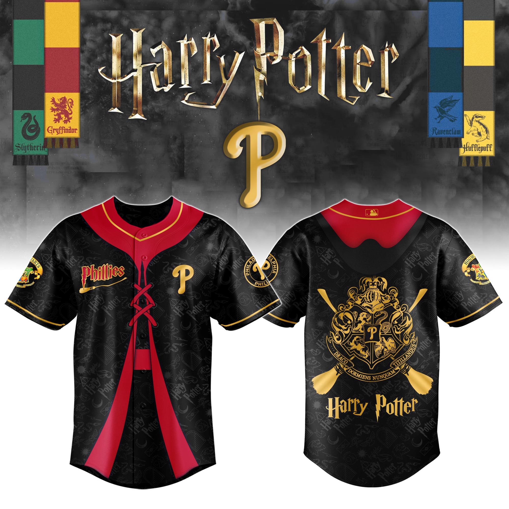 Philadelphia Phillies Mlb X Harry Potter Night Custom Baseball Jersey