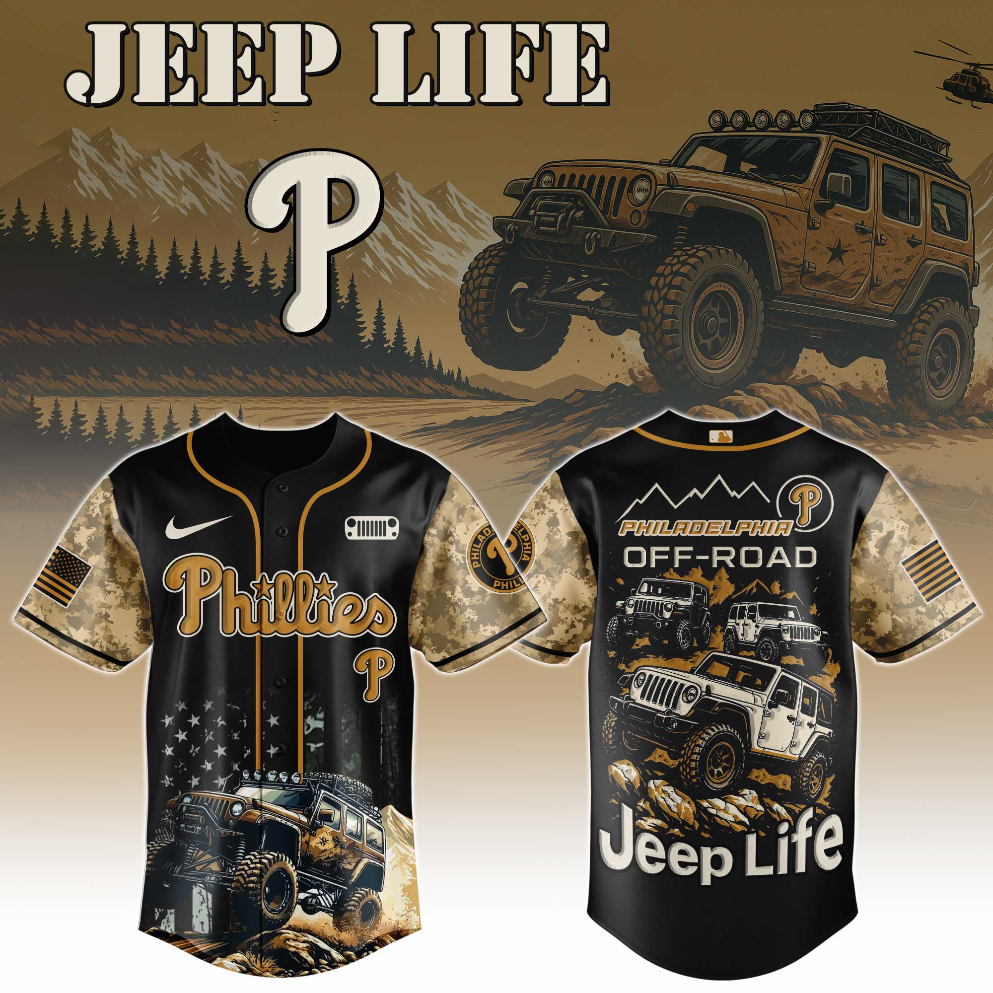 Philadelphia Phillies Mlb X Jeep Life Custom Baseball Jersey