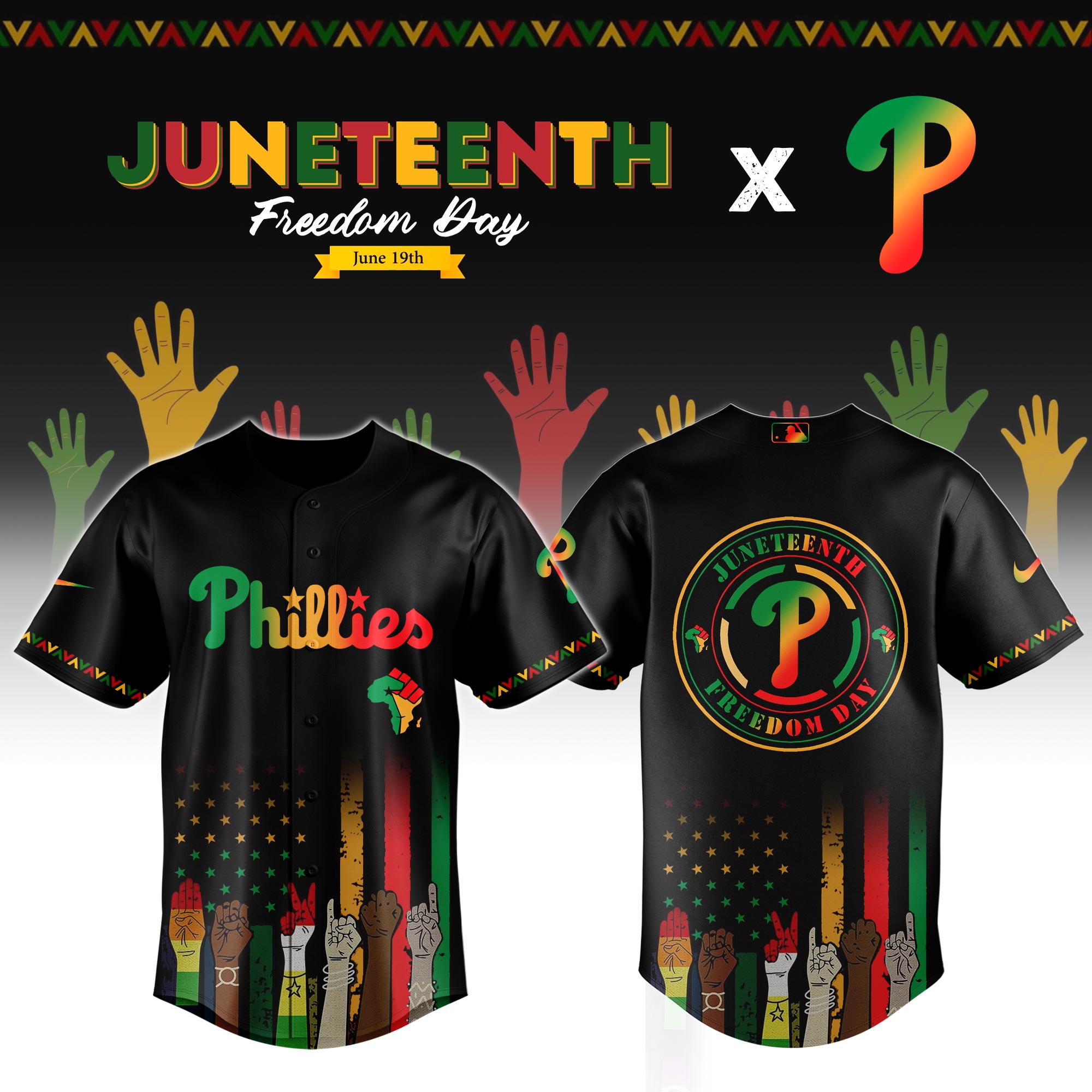 Philadelphia Phillies Mlb X Juneteenth Custom Baseball Jersey 2025
