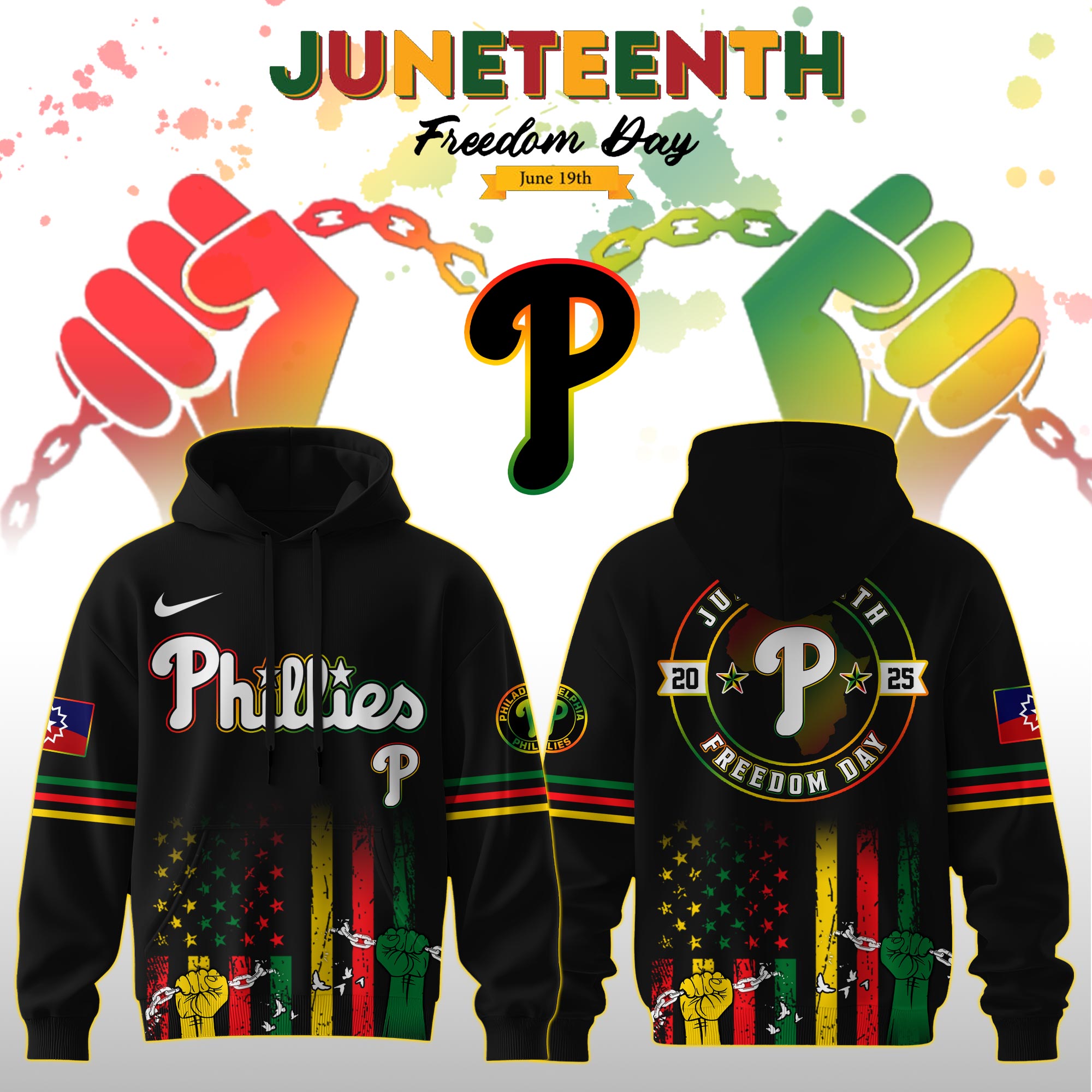 Philadelphia Phillies Mlb X Juneteenth Freedom Day Edition Custom Hoodie 2025