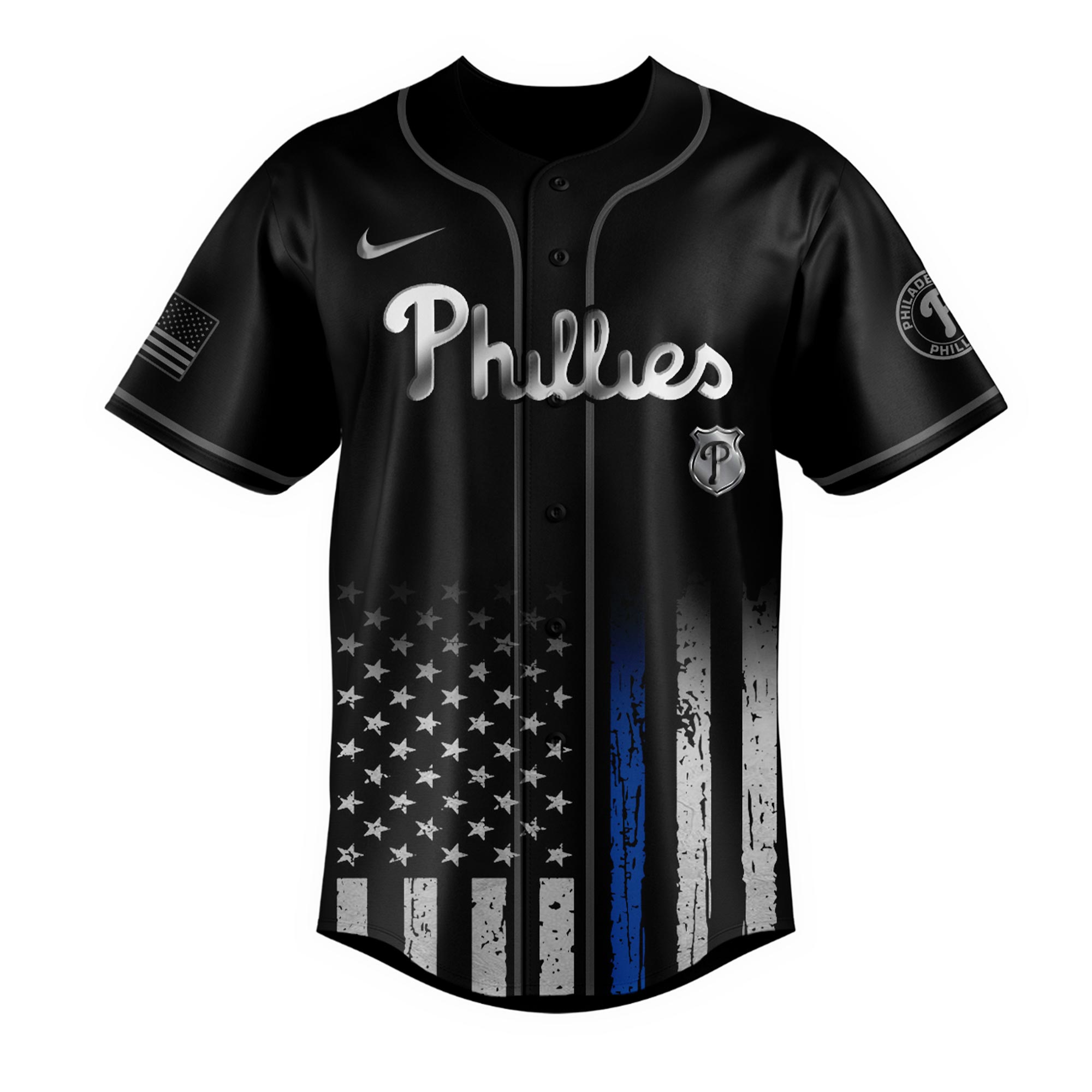 Alternative view of Philadelphia Phillies Mlb X Law Enforcement Night Edition Custom Baseball Jersey 2025