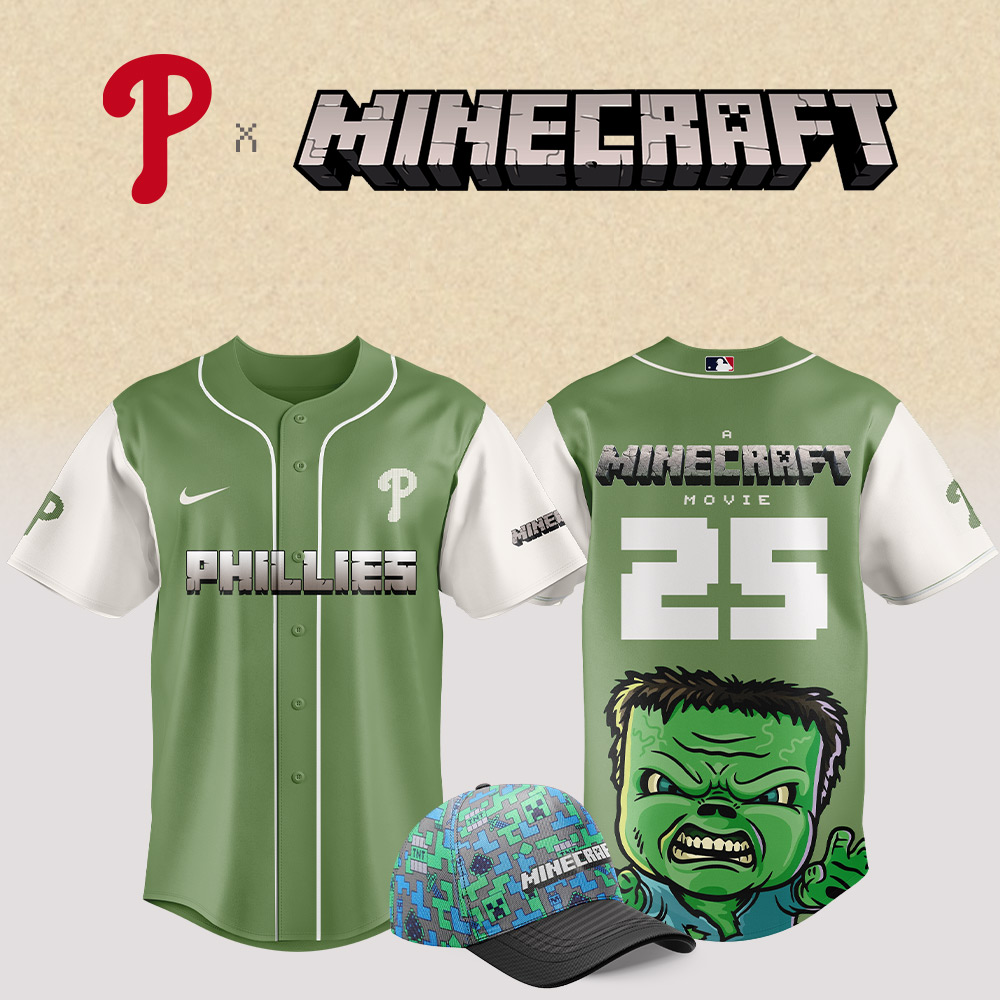 Philadelphia Phillies Mlb X Minecraft Movie Custom Baseball Jersey