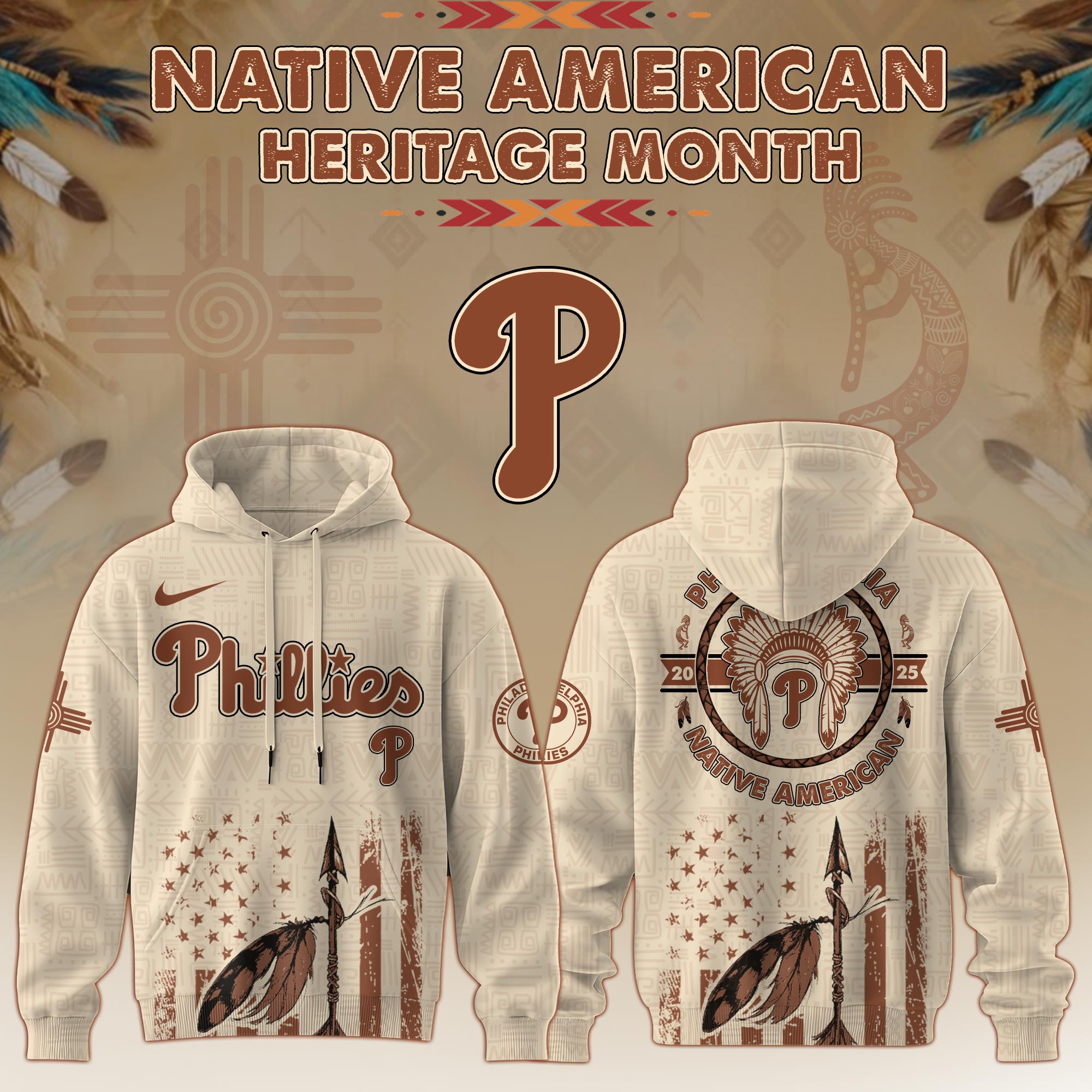 Philadelphia Phillies Mlb X Native American Heritage Month Mlb Collaboration Custom Hoodie