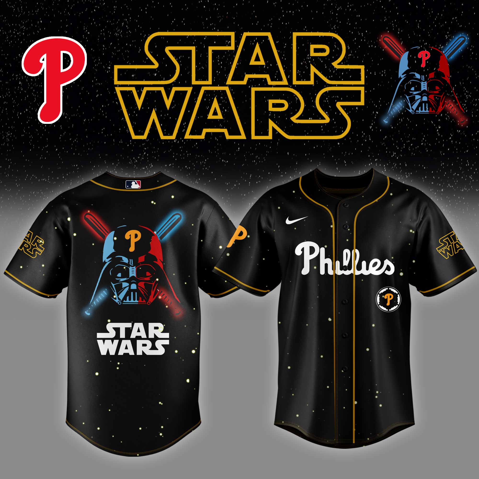 Philadelphia Phillies Mlb X Starwars Custom Baseball Jersey