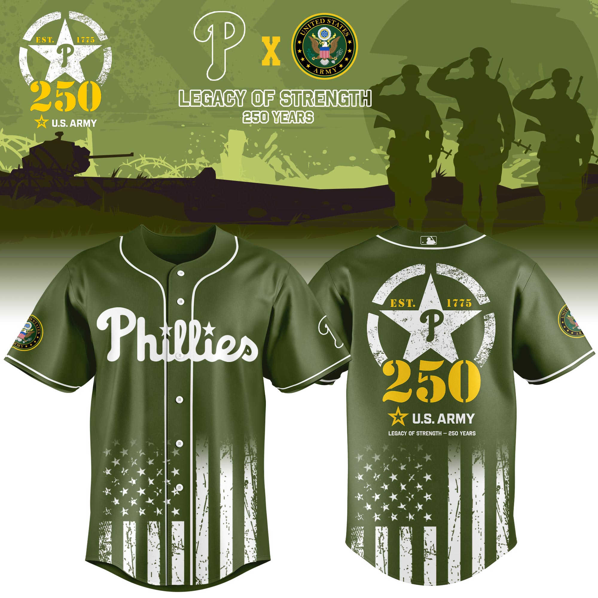 Philadelphia Phillies Mlb X Usa Legacy Of Strength Custom Baseball Jersey