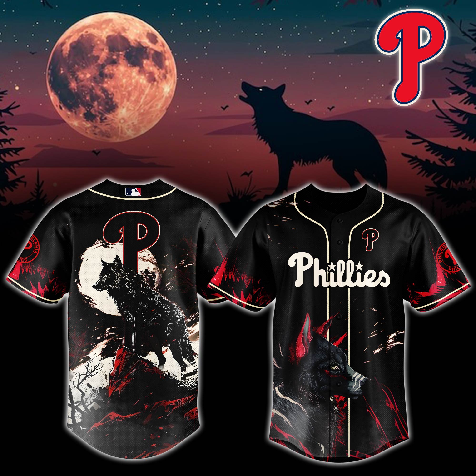 Philadelphia Phillies Mlb X Wolf Custom Baseball Jersey