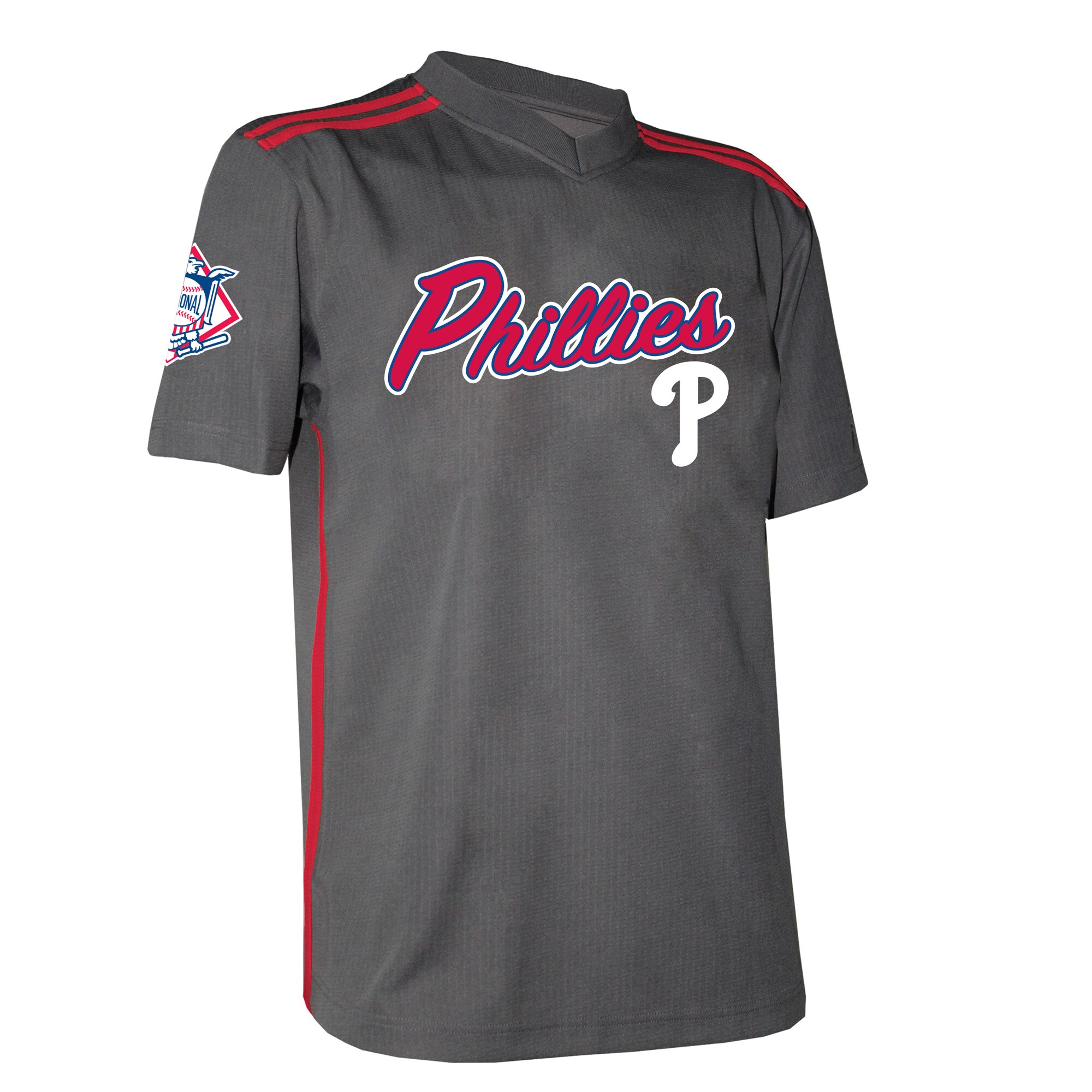 Alternative view of Philadelphia Phillies Stitches Team V-neck Baseball Jersey - Charcoal