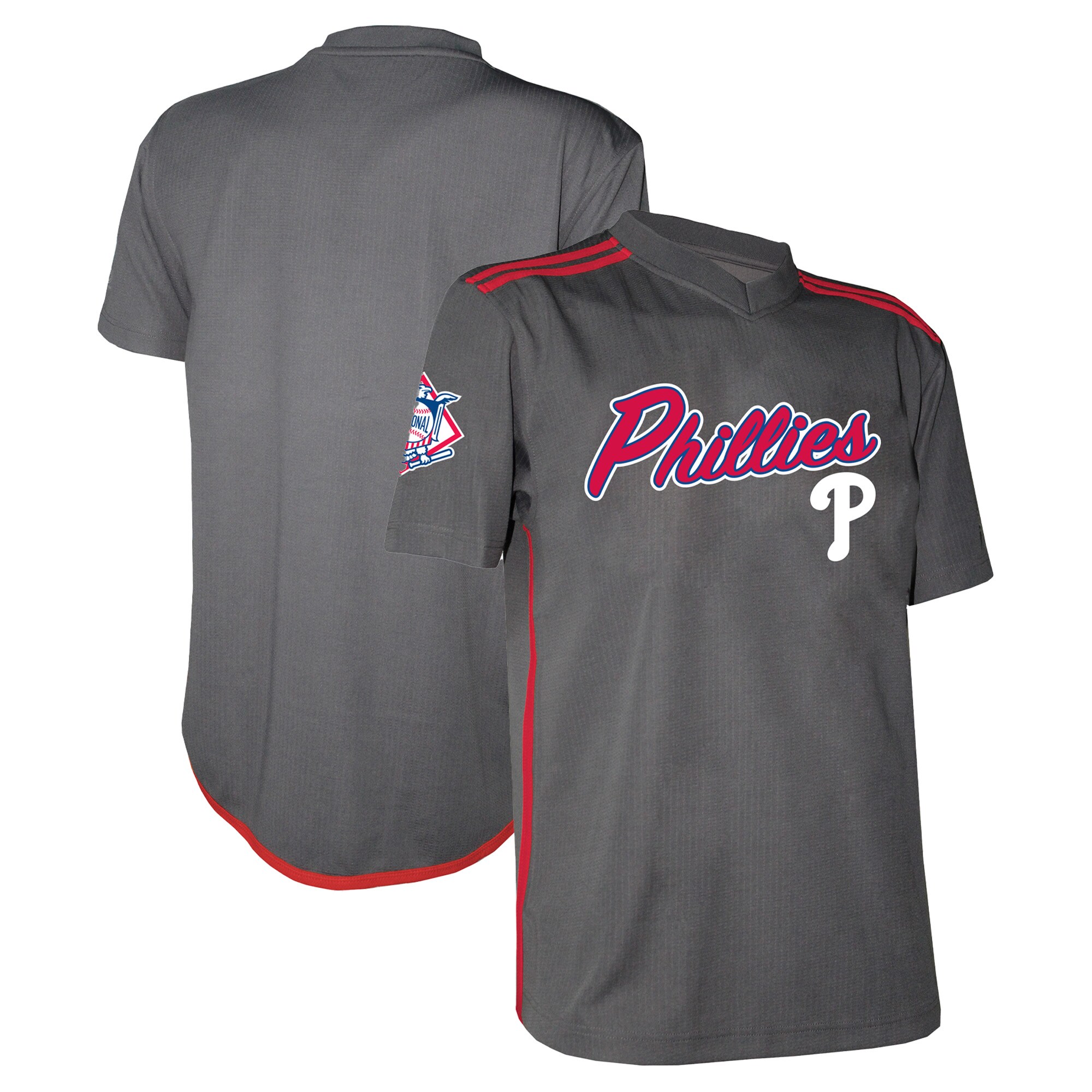 Philadelphia Phillies Stitches Youth Team V-neck Baseball Jersey - Charcoal