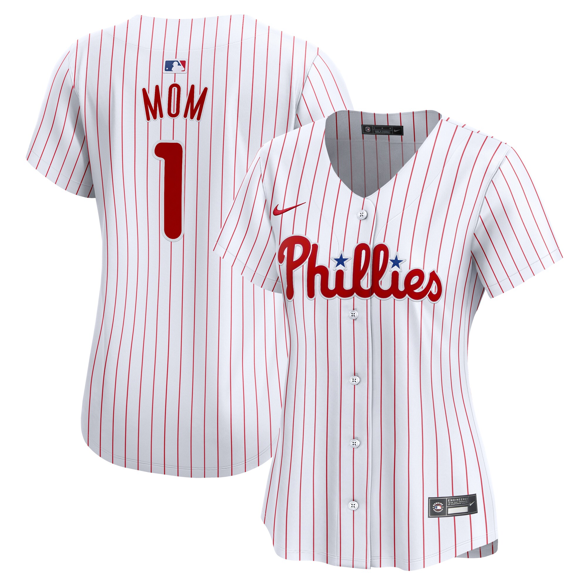 Philadelphia Phillies Women's #1 Mom Home Limited Baseball Jersey - White