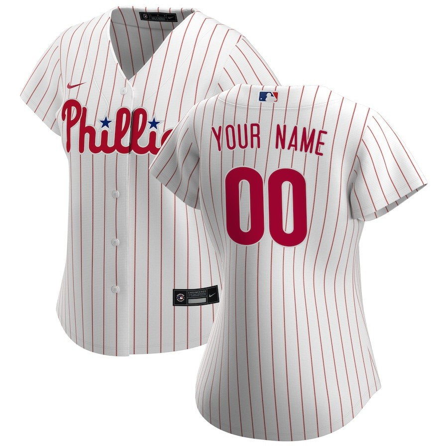 Philadelphia Phillies Women's Home Custom Baseball Jersey - White 