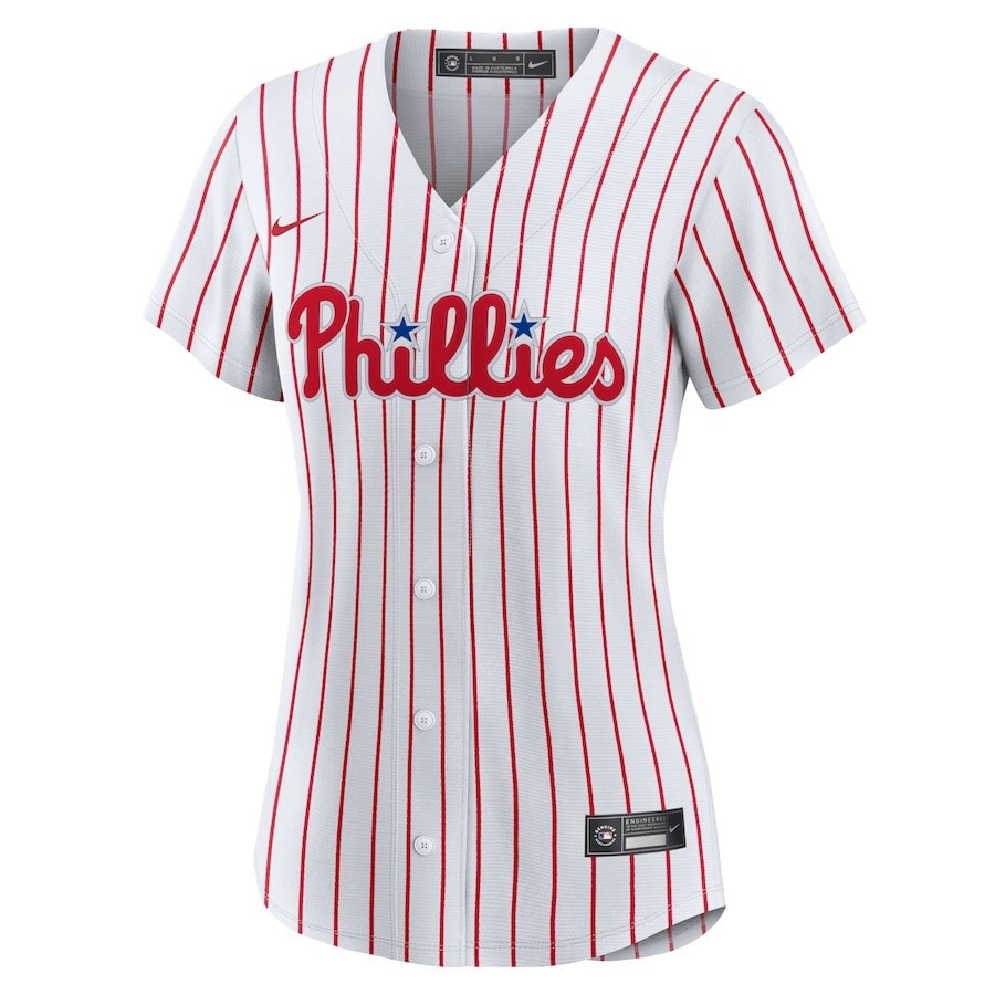 Alternative view of Philadelphia Phillies Women's Home Team Baseball Jersey - White 