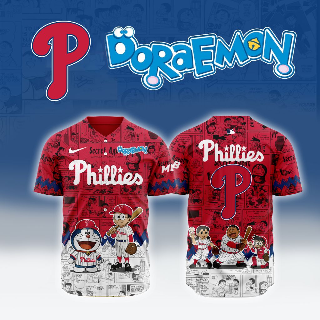 Philadelphia Phillies X Doraemon Custom Baseball Jersey