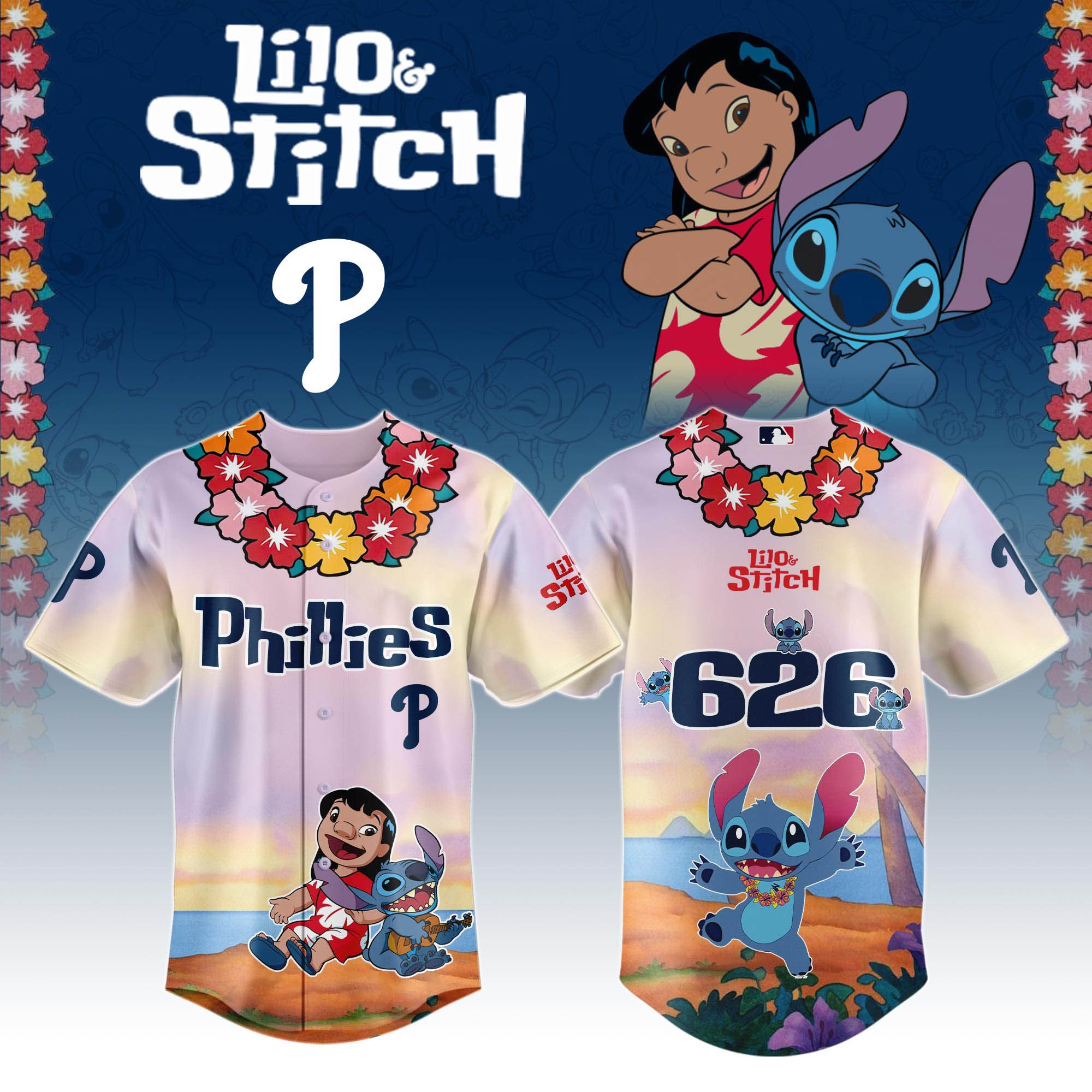 Philadelphia Phillies X Lilo & Stitch Special Edition Custom Baseball Jersey 2025