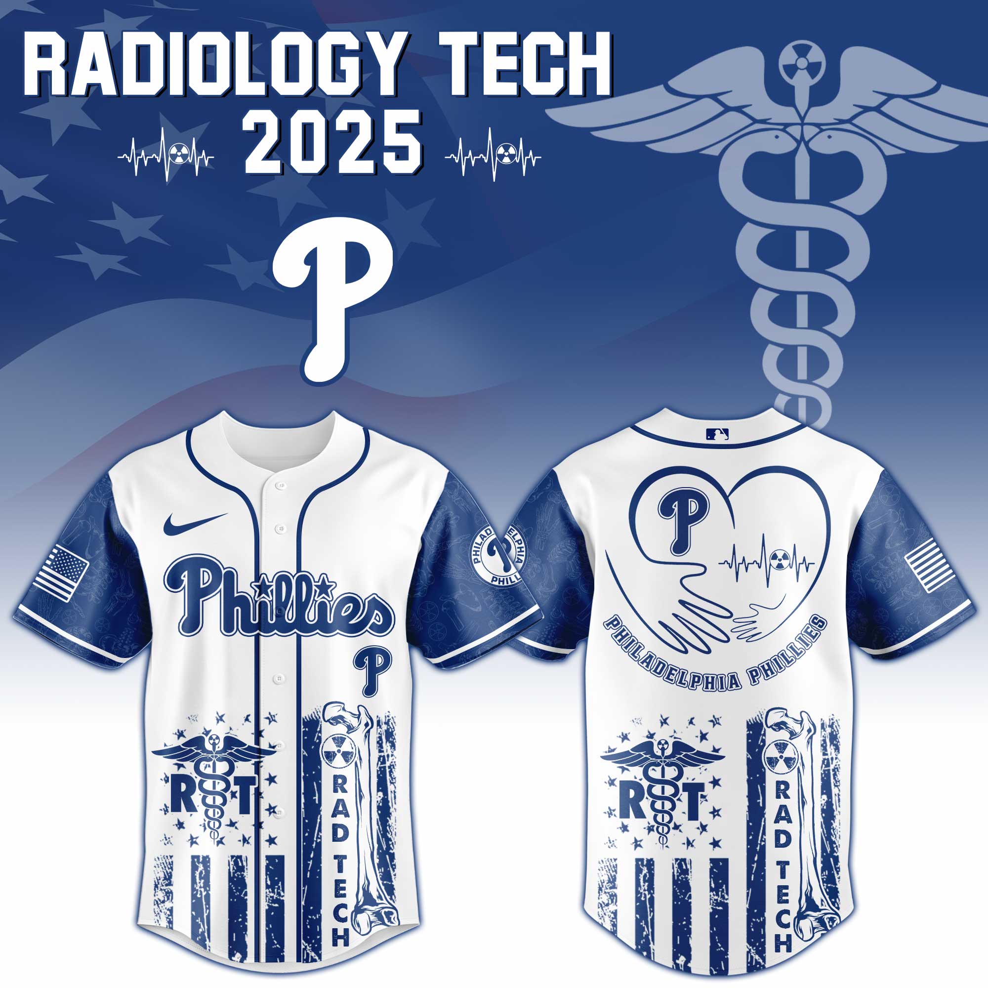 Philadelphia Phillies X Radiology Tech Night Exclusive Design Custom Baseball Jersey