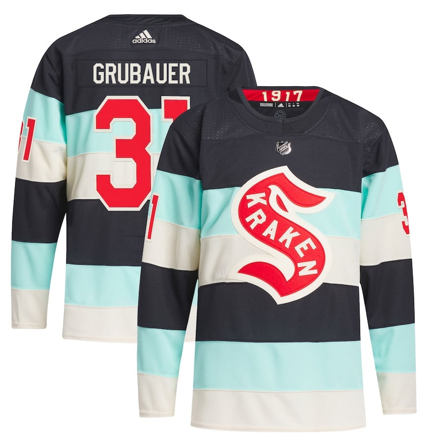 Philipp Grubauer 31 Seattle Kraken 2024 NHL Winter Classic Primegreen Men Hockey Jersey - Deep Sea Blue - JS841 