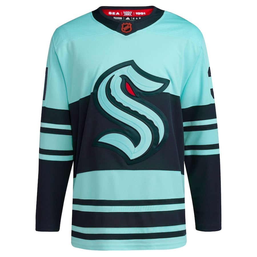 Alternative view of Philipp Grubauer 31 Seattle Kraken Reverse Retro 2.0 Men Hockey Jersey - Teal - JS784 