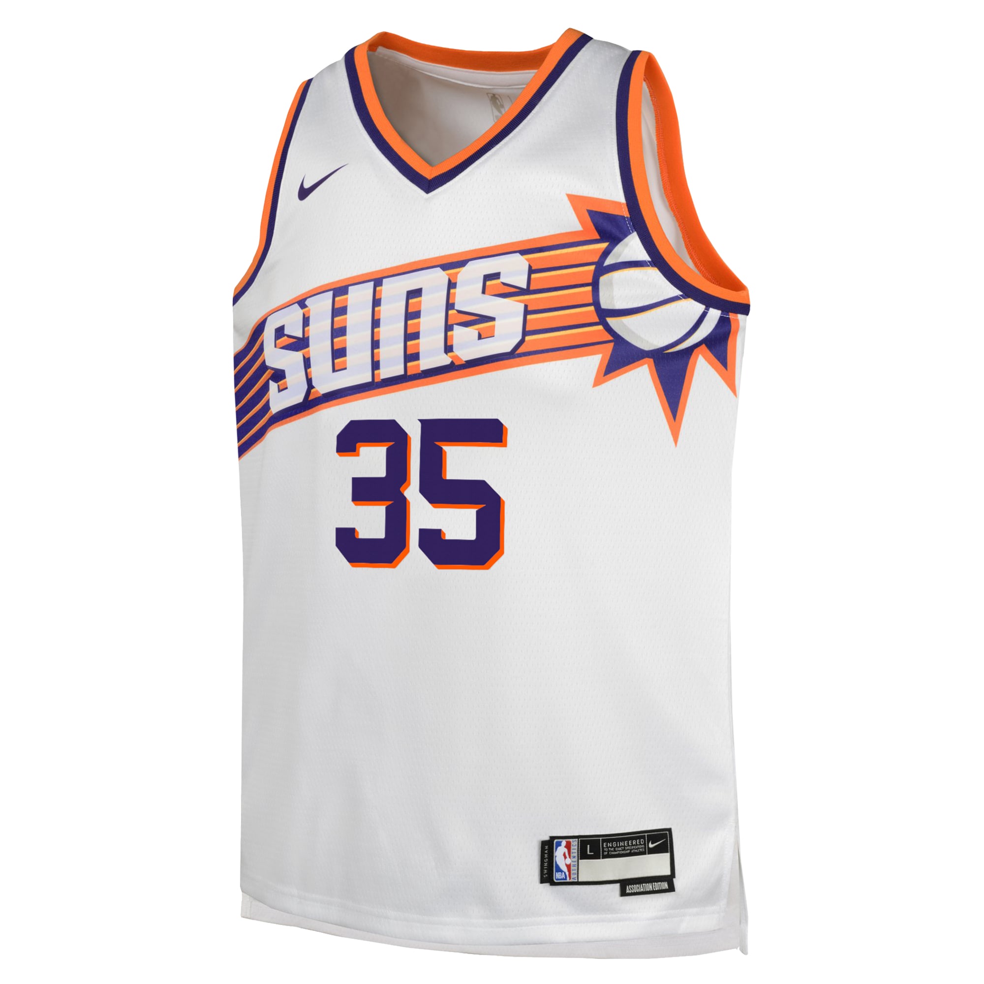 Alternative view of Phoenix Suns Association Edition Swingman Basketball Jersey - White - Kevin Durant - Youth - JS818 