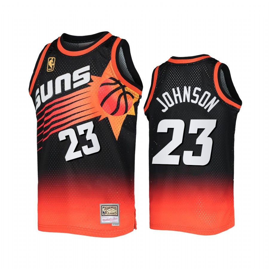 Phoenix Suns Cameron Johnson 23 Black Orange Fadeaway Men Basketball Jersey Mitchell Ness - JS958 