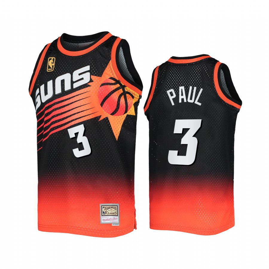 Phoenix Suns Chris Paul 3 Black Orange Fadeaway Men Basketball Jersey Mitchell Ness - JS640 