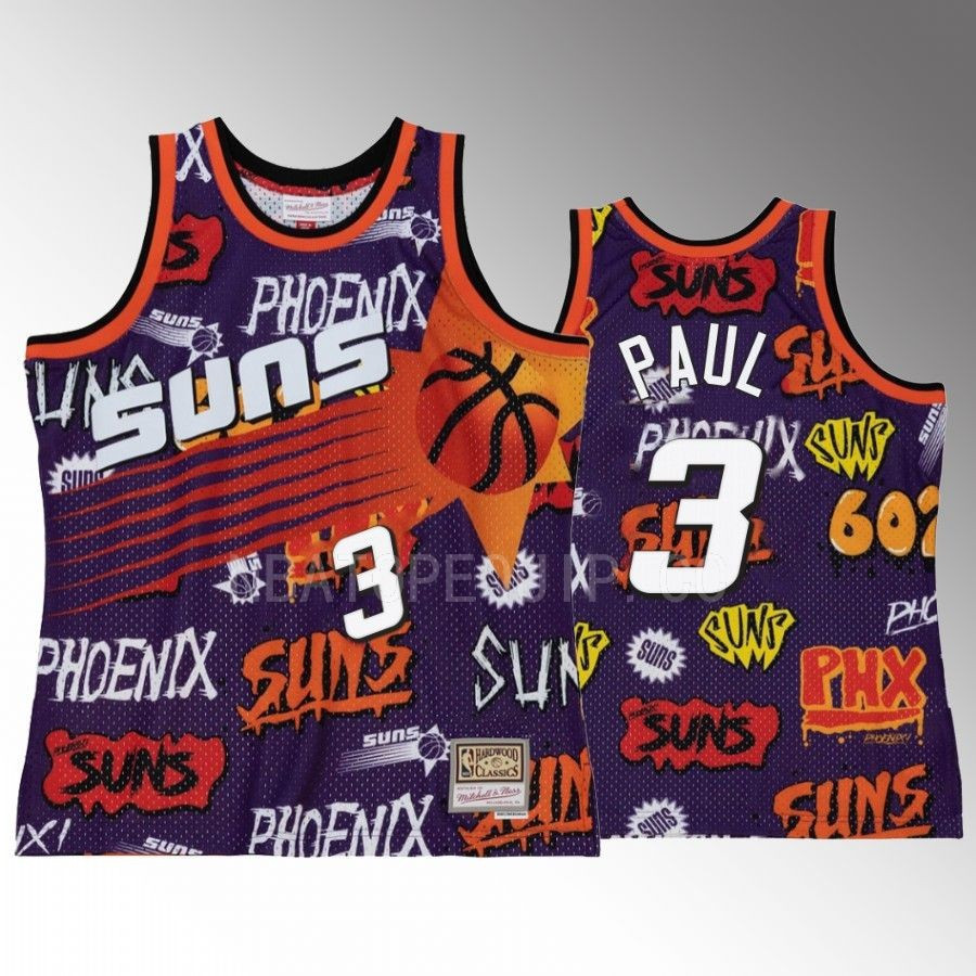 Phoenix Suns Chris Paul 3 Purple Slap Sticker Men Basketball Jersey HWC Swingman - JS957 