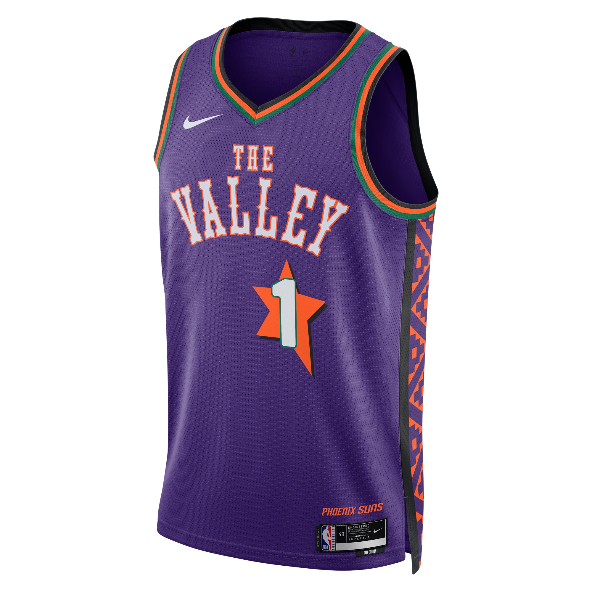 Alternative view of Phoenix Suns City Edition Swingman Basketball Jersey 2024 - Purple - Devin Booker - Unisex - JS510 