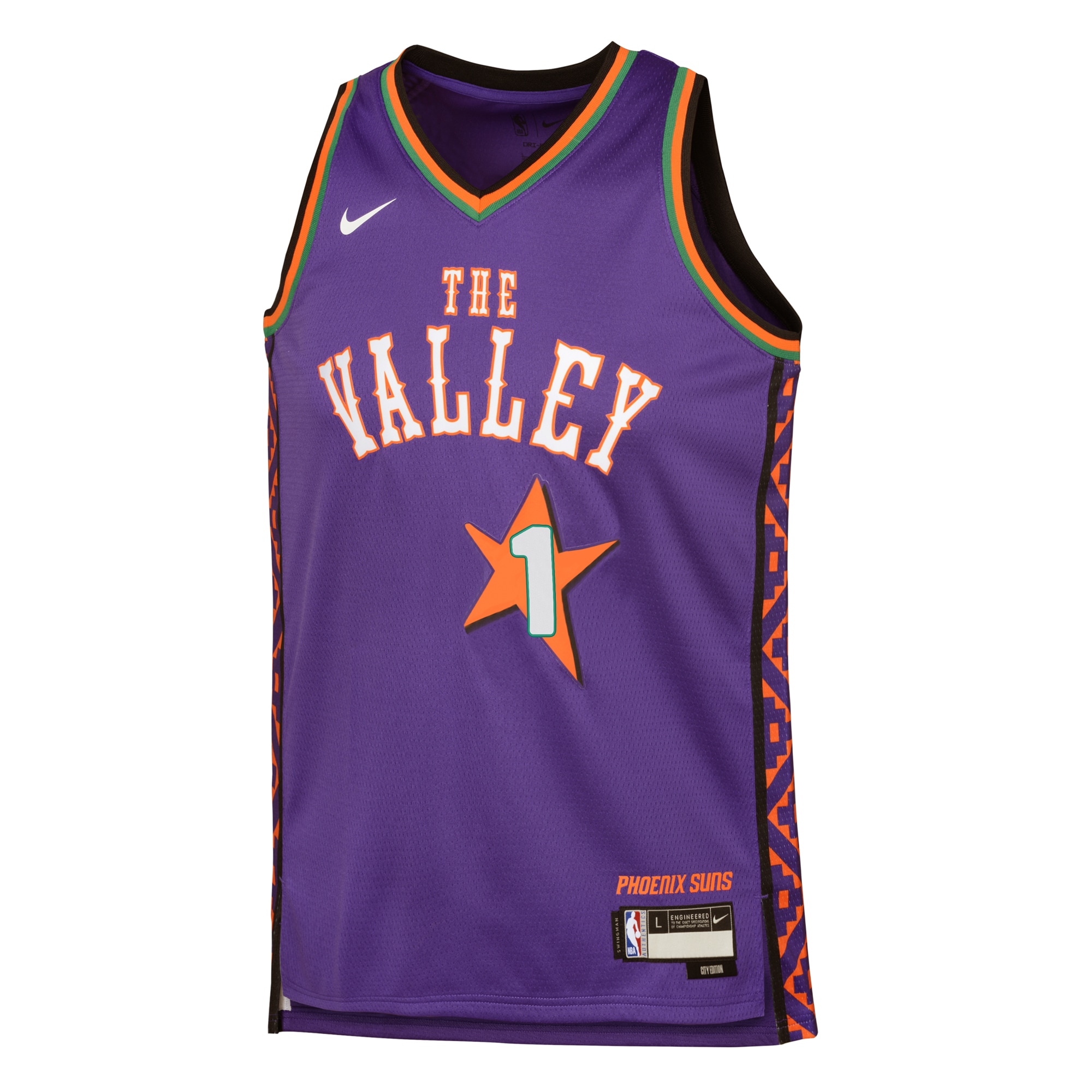 Alternative view of Phoenix Suns City Edition Swingman Basketball Jersey 2024 - Purple - Devin Booker - Youth - JS787 