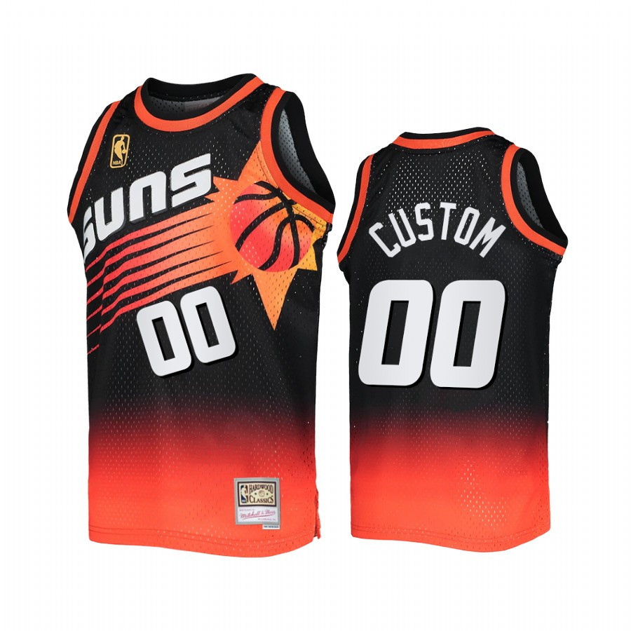 Phoenix Suns Custom 00 Black Orange Fadeaway Men Basketball Jersey Mitchell Ness - JS351 