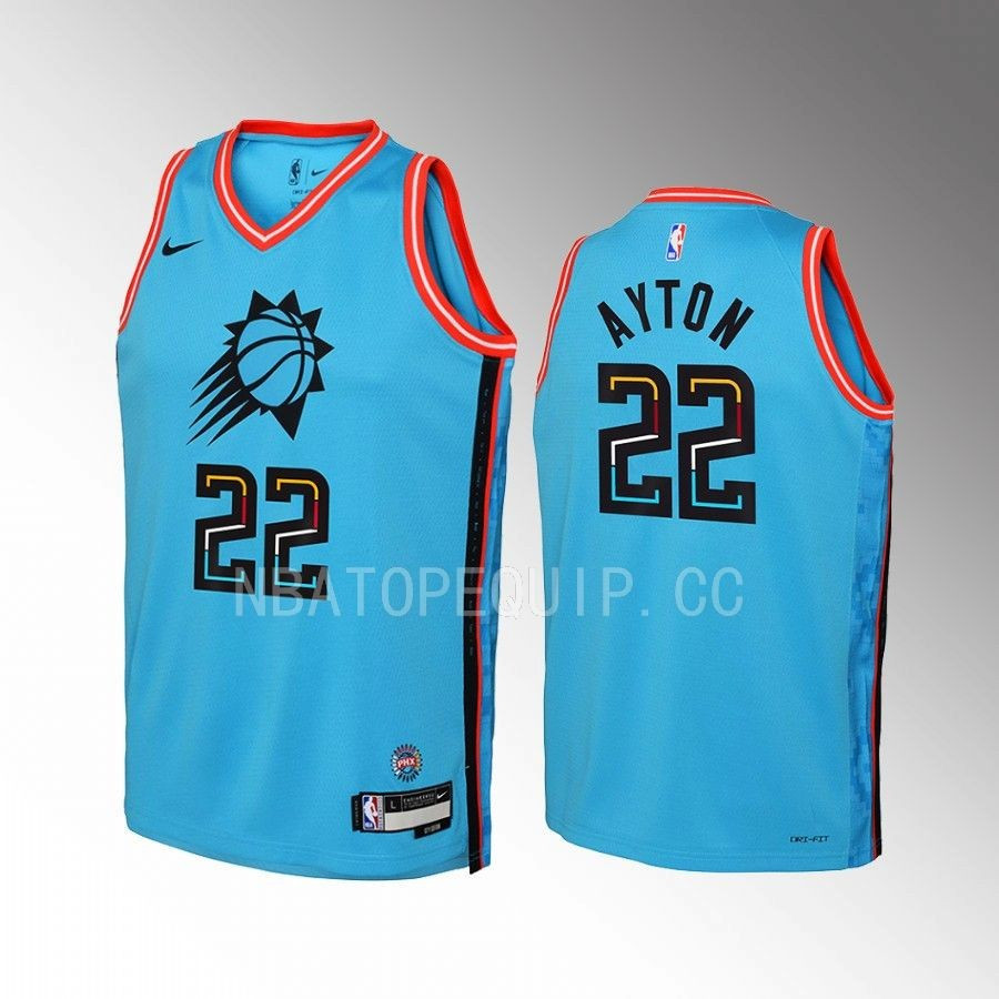 Phoenix Suns Deandre Ayton 22 City Edition Turquoise Youth Basketball Jersey Swingman - JS276 
