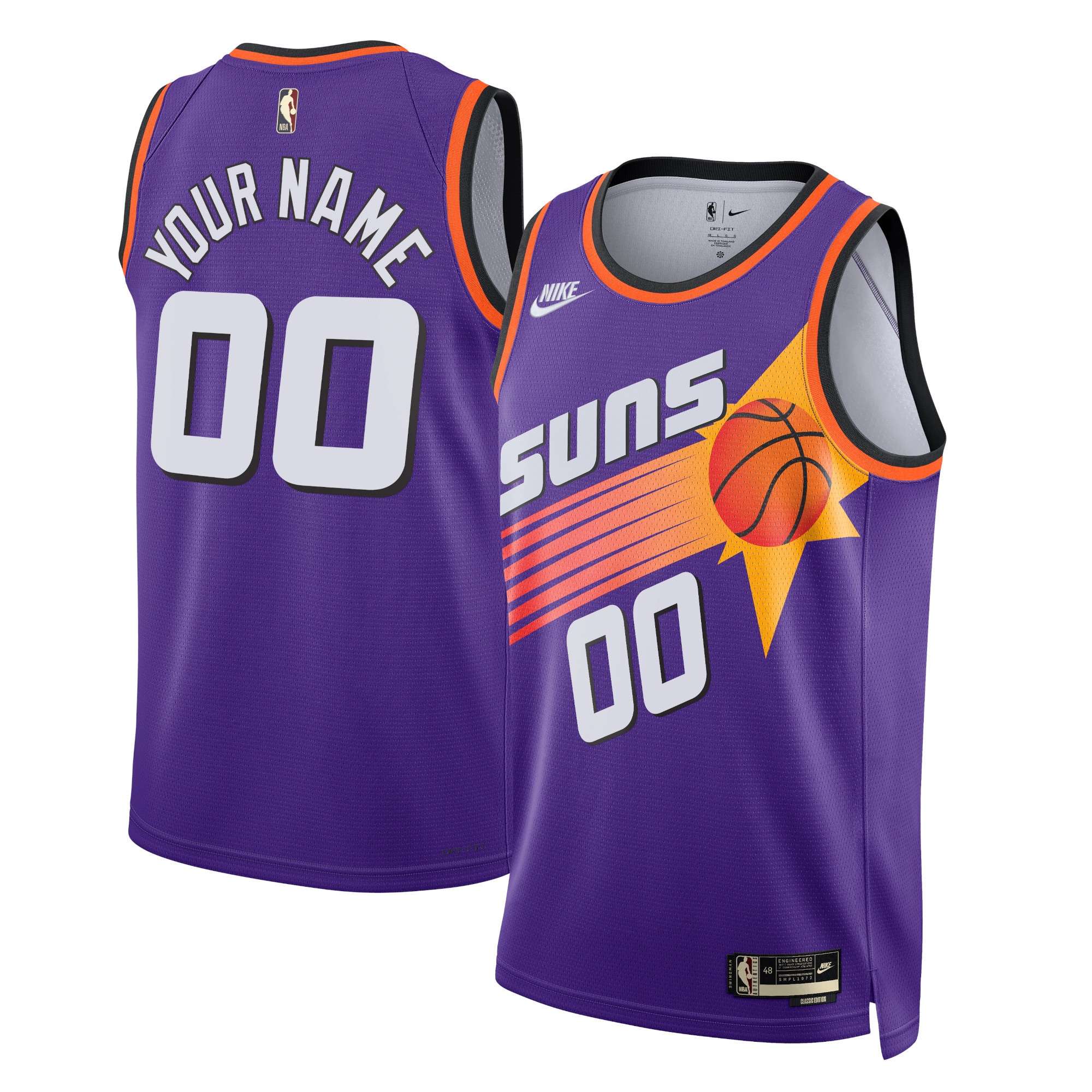 Phoenix Suns Unisex 2022/23 Custom Swingman Basketball Jersey - Classic Edition - Purple