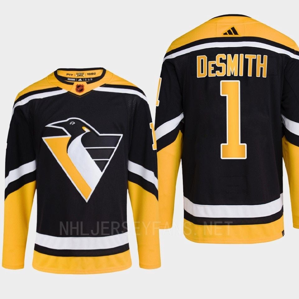 Pittsburgh Penguins 2022 Reverse Retro 2.0 Casey DeSmith 1 Black Primegreen Hockey Jersey Men's - JS146 