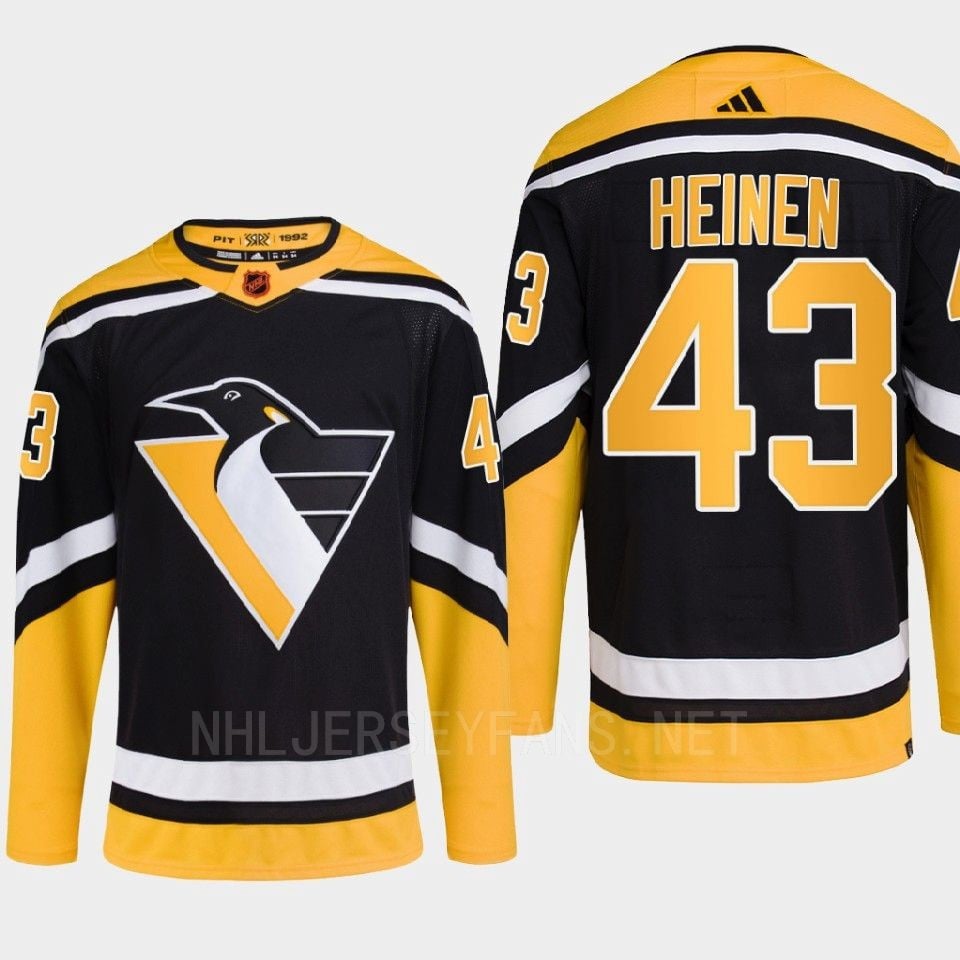 Pittsburgh Penguins 2022 Reverse Retro 2.0 Danton Heinen 43 Black Primegreen Hockey Jersey Men's - JS616 