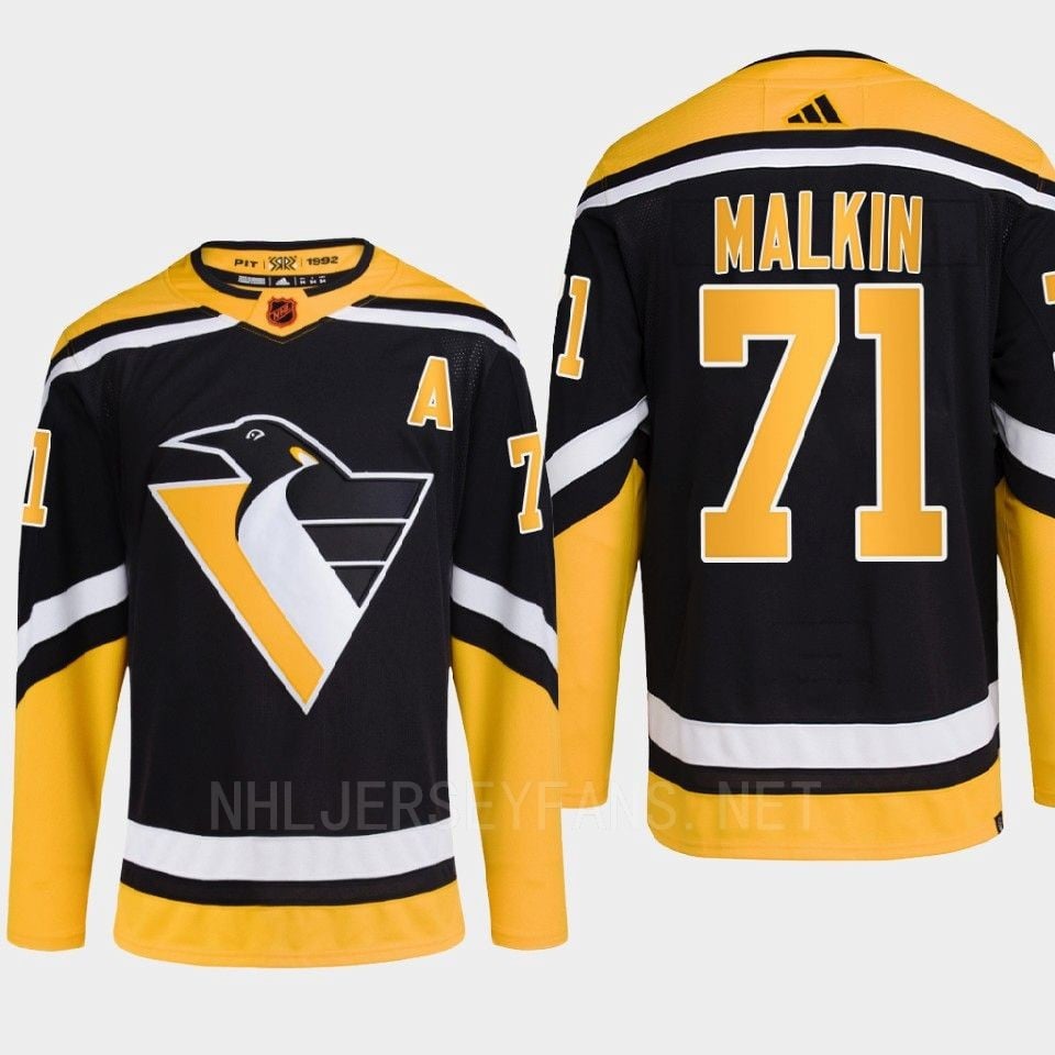 Pittsburgh Penguins 2022 Reverse Retro 2.0 Evgeni Malkin 71 Black Primegreen Hockey Jersey Men's - JS858 