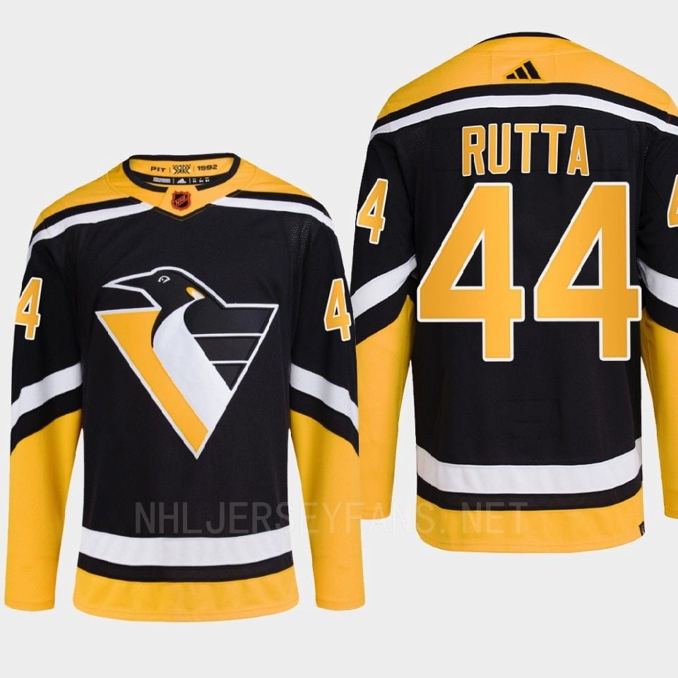 Pittsburgh Penguins 2022 Reverse Retro 2.0 Jan Rutta 44 Black Primegreen Hockey Jersey Men's - JS634 