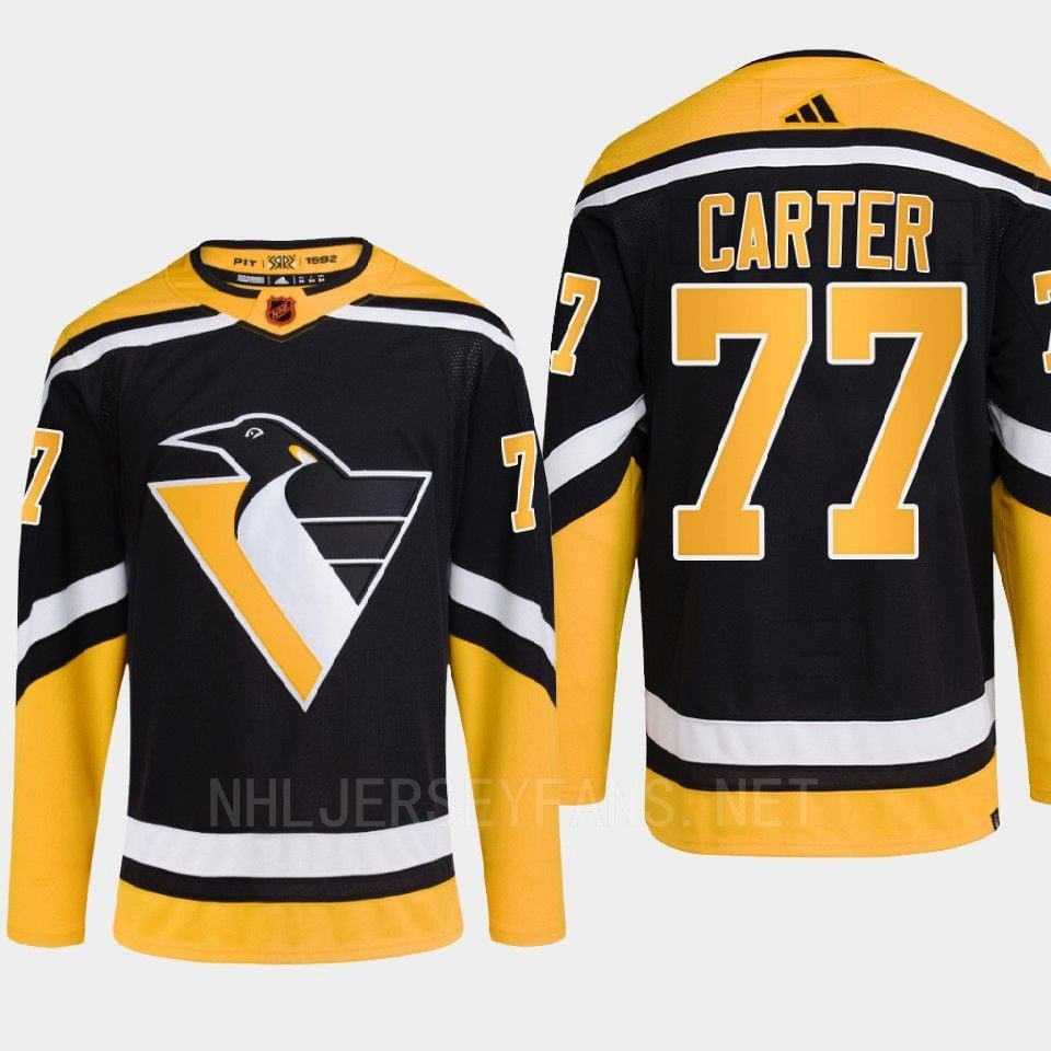 Pittsburgh Penguins 2022 Reverse Retro 2.0 Jeff Carter 77 Black Primegreen Hockey Jersey Men's - JS190 