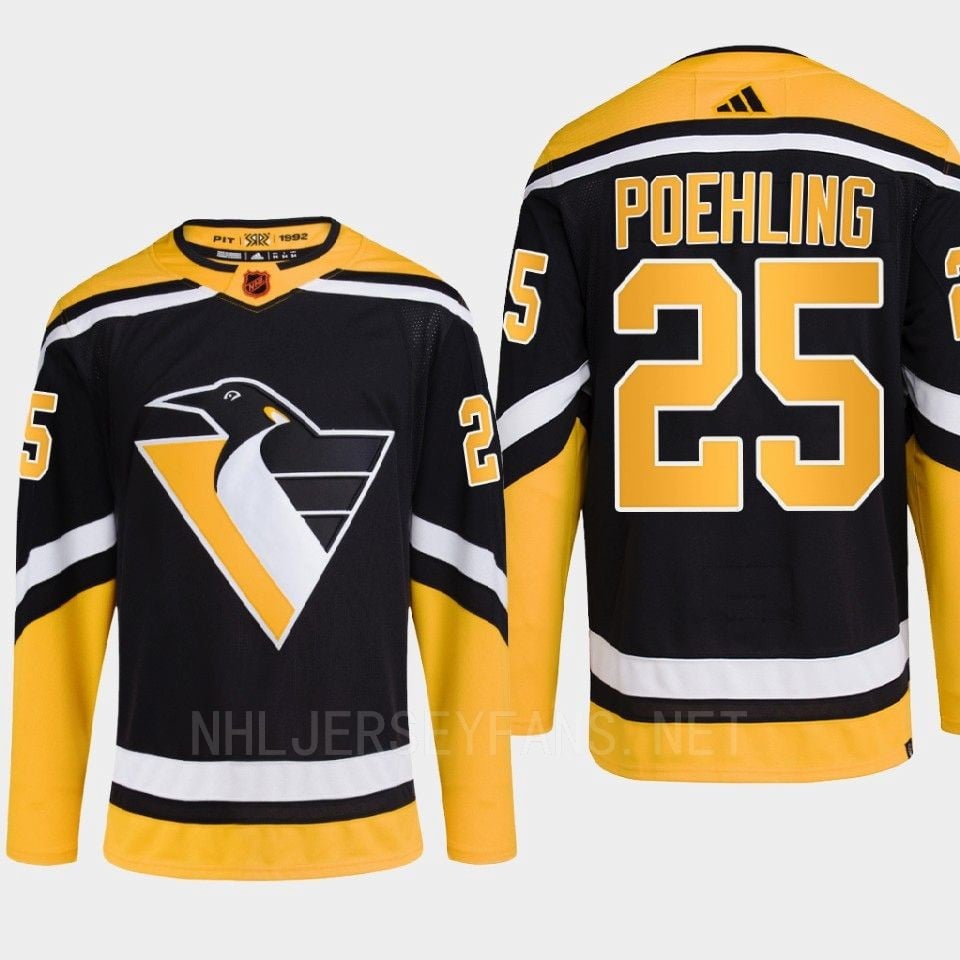 Pittsburgh Penguins 2022 Reverse Retro 2.0 Ryan Poehling 25 Black Primegreen Hockey Jersey Men's - JS240 