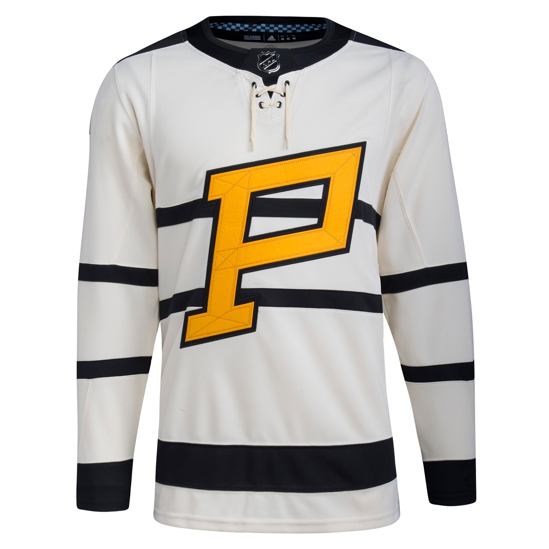 Alternative view of Pittsburgh Penguins Adidas 2023 Winter Classic Blank Baseball Jersey – Cream
