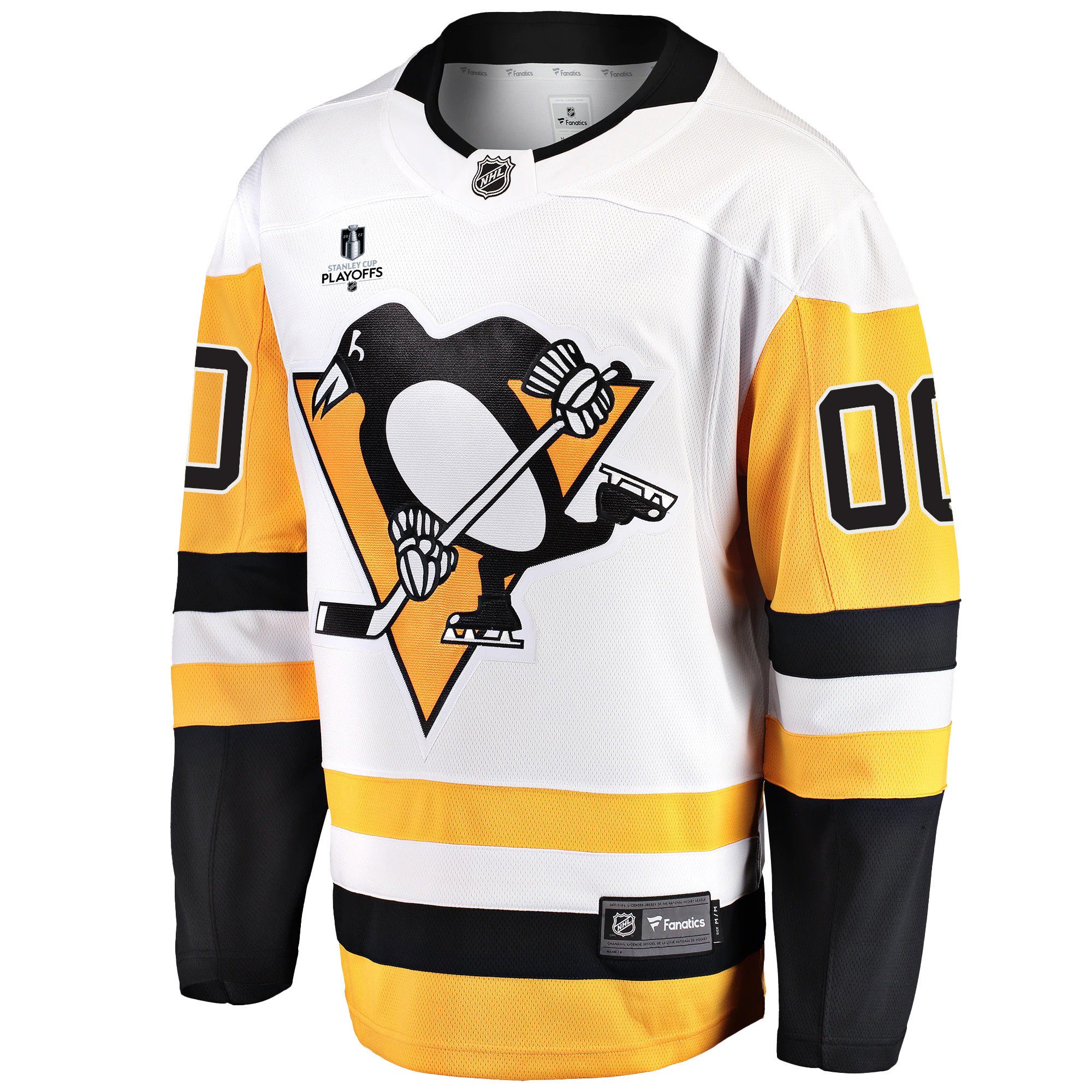 Alternative view of Pittsburgh Penguins Custom Away 2022 Stanley Cup Playoffs Breakaway Men Hockey Jersey - White - JS944 